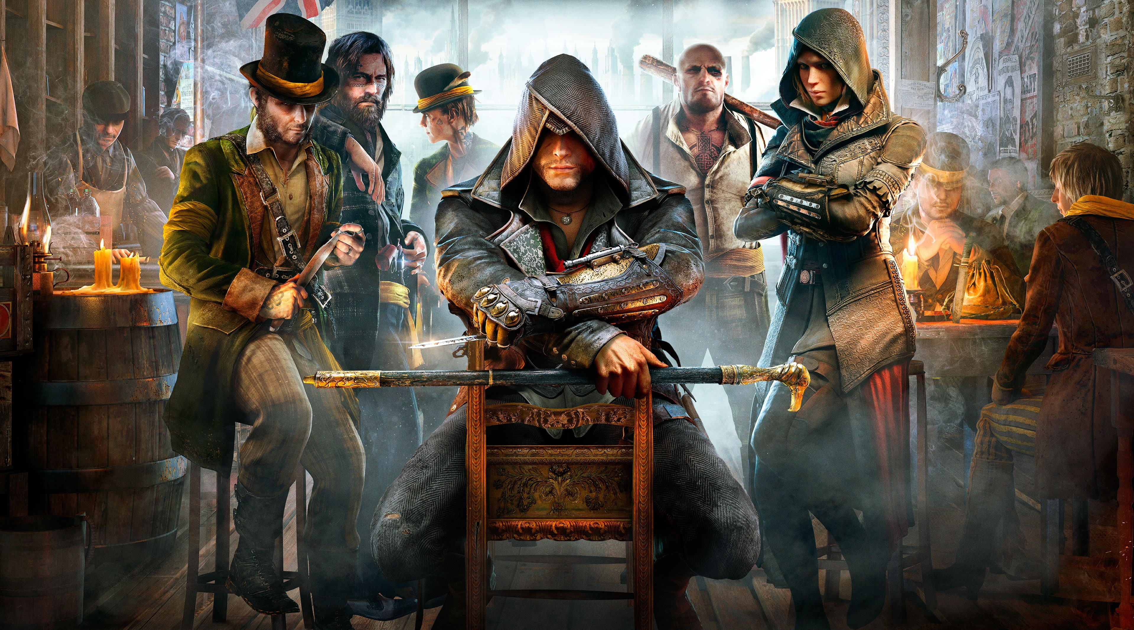 medium group of people, adult, traditional clothing, standing, Games, Assassins Creed, London, syndicate, young adult, people, group, 4K, women, assassins, HD Wallpaper