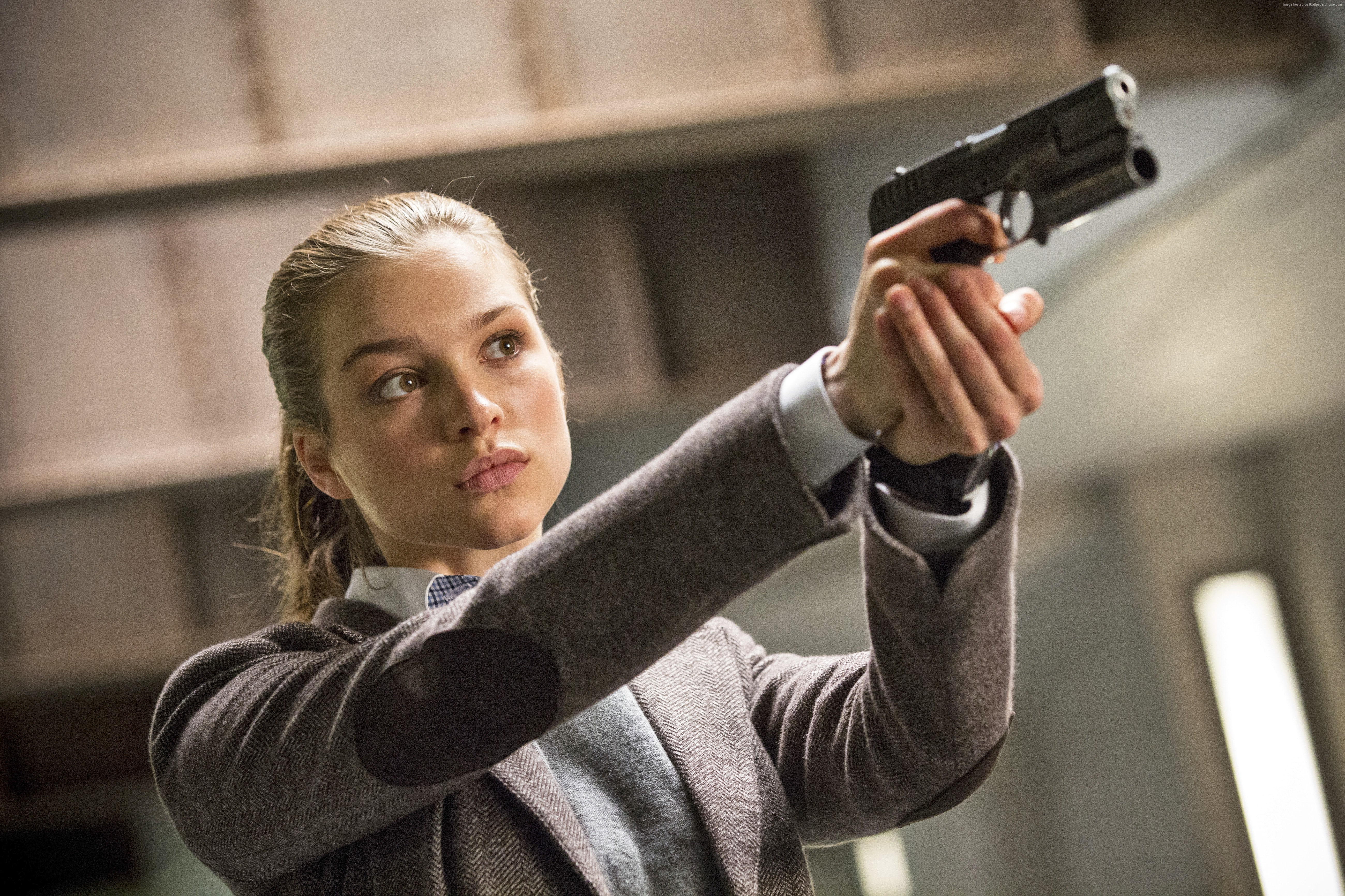 indoors, young adult, standing, determination, self-defense, aiming, weapon, focus on foreground, lifestyles, healthy lifestyle, aggression, Best Movies of 2015, HD Wallpaper