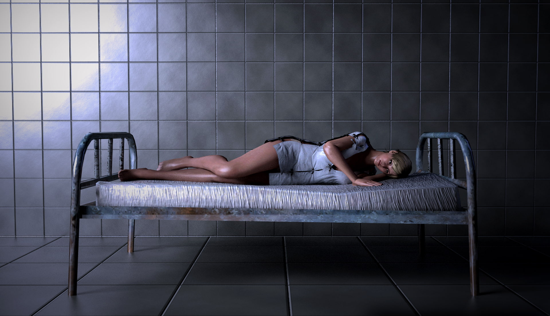 full length, Resident Evil 6, gray, relaxation, lying on back, bed, lifestyles, girl, Biohazard 6, lying down, sleeping, 1080P, skirt, domestic room, young women, HD Wallpaper