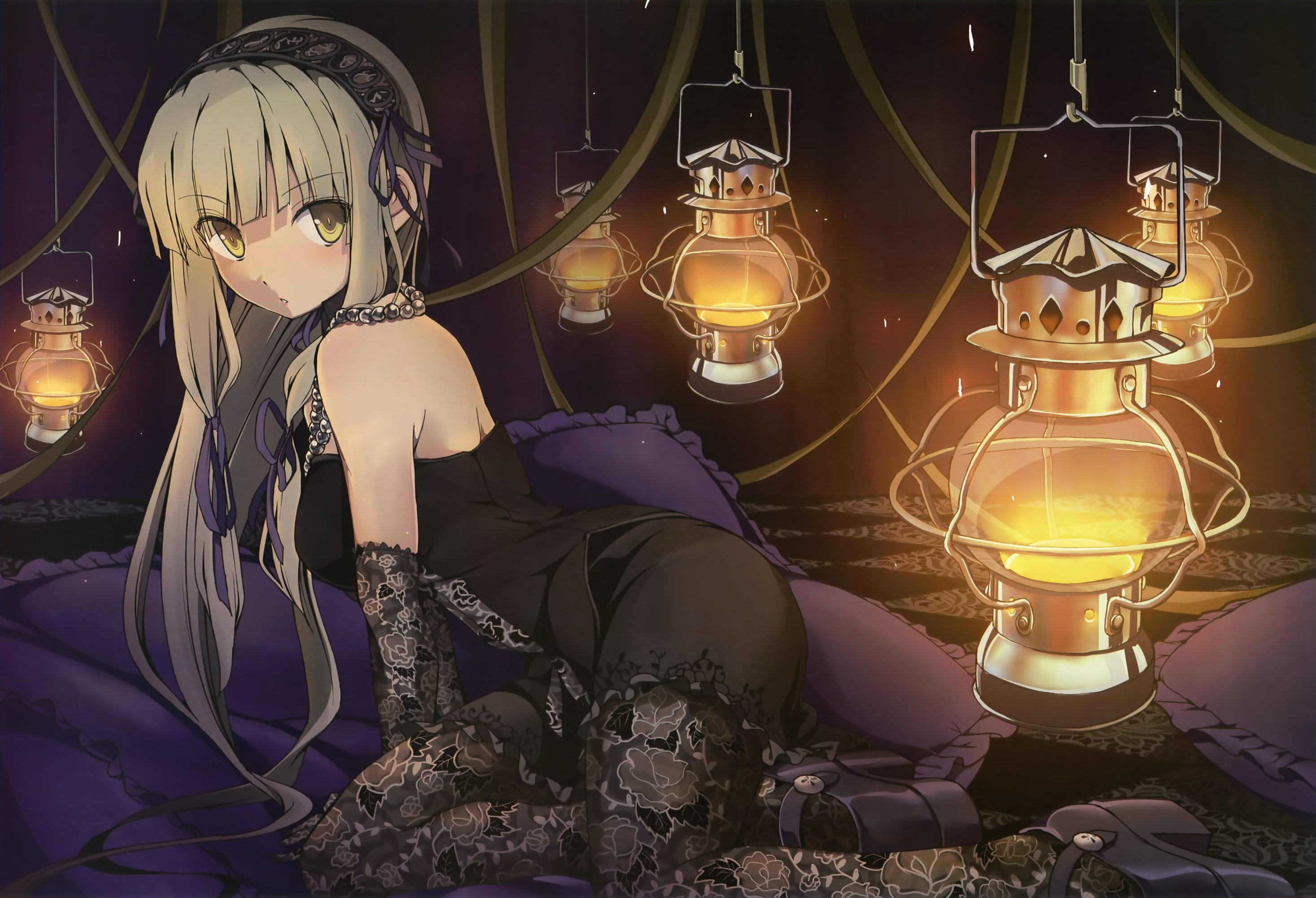blondes, hair, lantern, long, 2K, lace, avenue, girls, anime, HD Wallpaper
