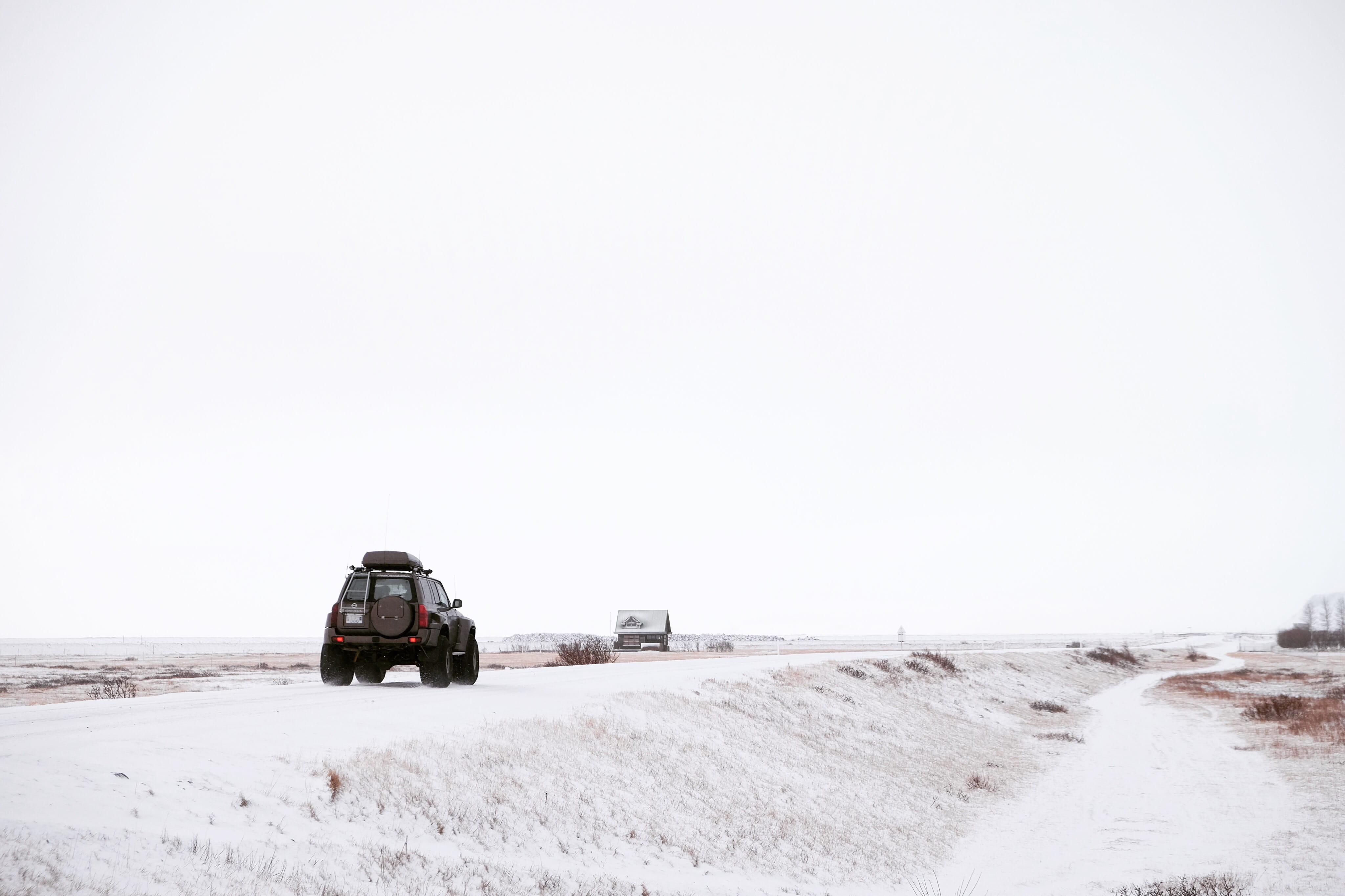 no People, mode of transportation, mode of transport, landscape, outdoors, driving, transportation, frozen, winter, snow, nature, Iceland, copy space, land Vehicle, HD Wallpaper