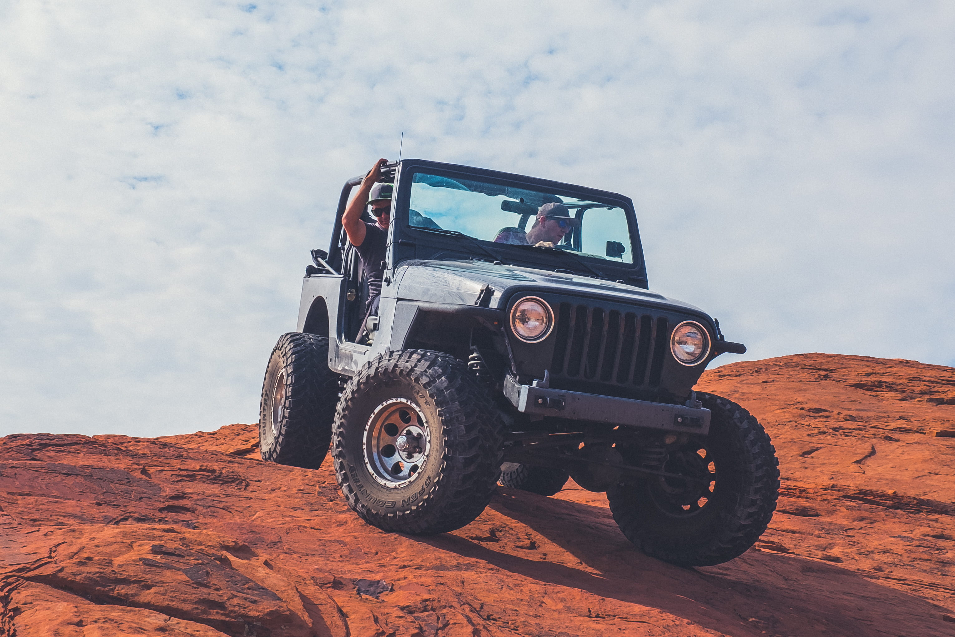 landscape, brown, mode of transportation, dirt, tire, outdoors, wheel, off-road vehicle, custom jeep, wrangler, 4x4, adventure, cloudy, sky, transportation, HD Wallpaper