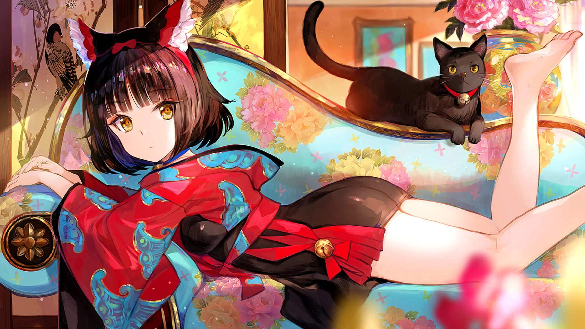 1080P, short hair, couch, cat, HD Wallpaper