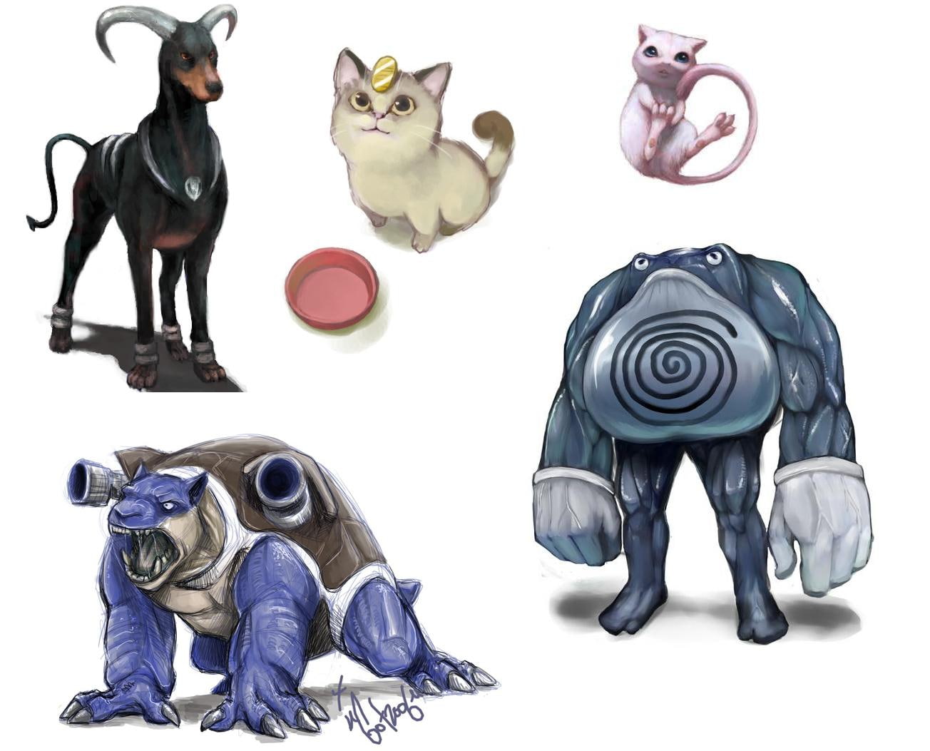 720P, hd, pokemon, houndoom, Blastoise, meowth, art, anime, mew, poliwrath, x, HD Wallpaper