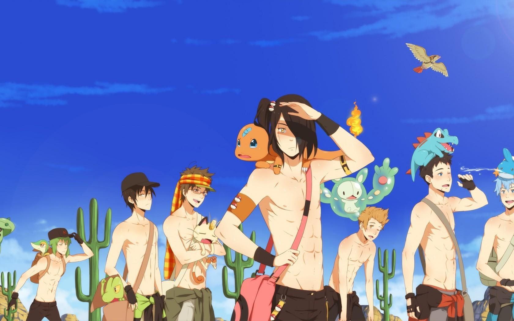 mudkip, reuniclus, pokemon, charmander, totodile, meowth, anime, animals, cacnea, snivy, ichan, 720P, boys, HD Wallpaper