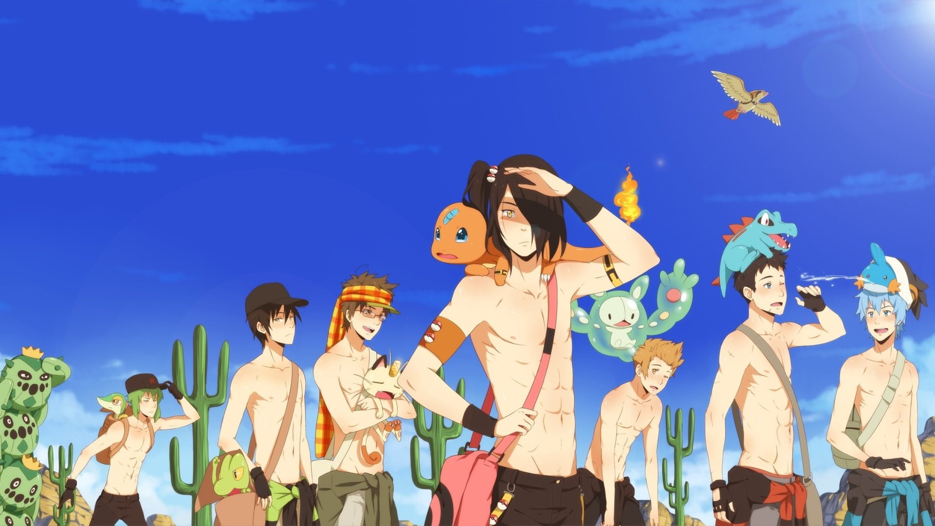 Charmander (Pokémon), Croconaw (Pokemon), Mudkip (Pokémon), Snivy (Pokemon), Meowth (Pokémon), Pokémon, Cacnea (Pokemon), 1080P, HD Wallpaper