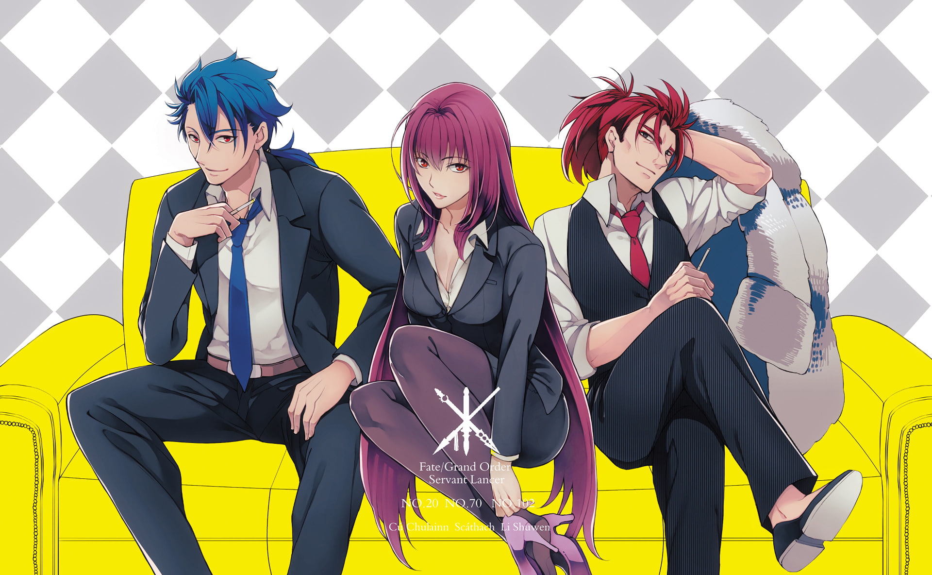 Red Hair, Lips, Fate Series, Uniform, Blue Hair, 1080P, Li Shuwen (Fate Serie), Lancer (Fate/Zero), Long Hair, Fate/Grand Order, Short Hair, Purple Hair, HD Wallpaper