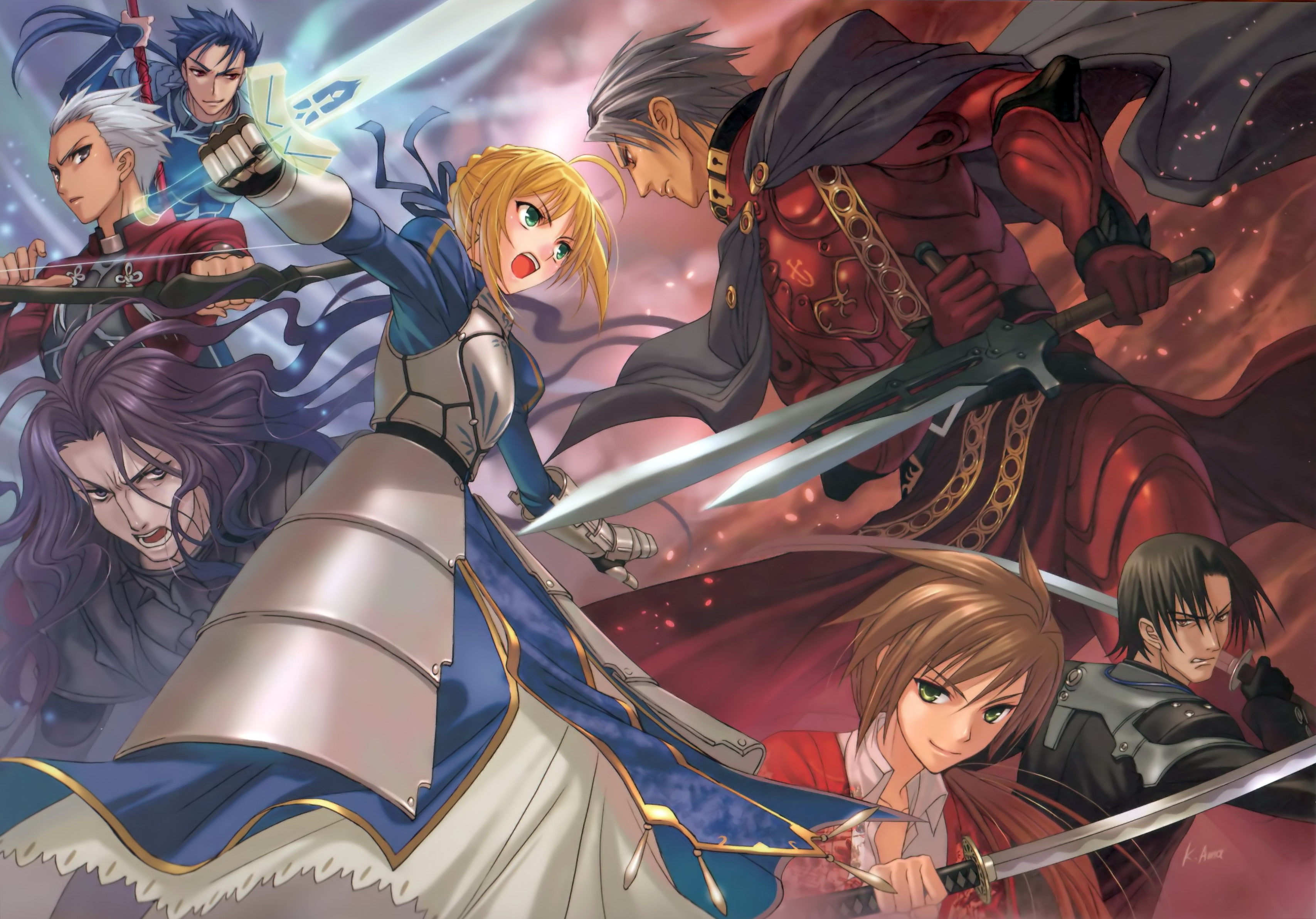 saber, series, fate zero, fate, fate stay, lancer, night, archer, 2K, HD Wallpaper