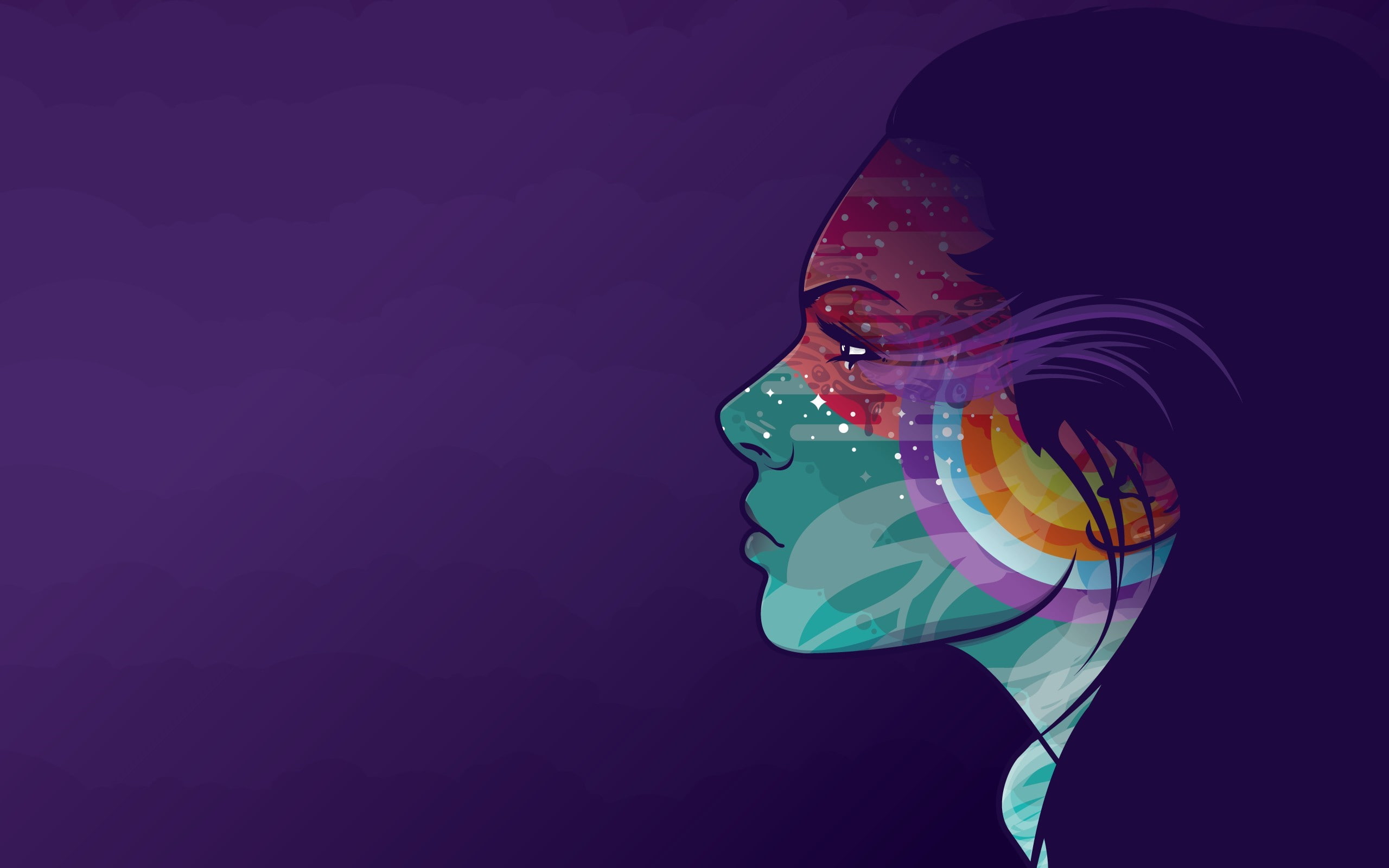 copy space, young men, males, abstract jared nickerson profile purple background face, outdoors, multi colored, real people, men, one person, creativity, HD Wallpaper