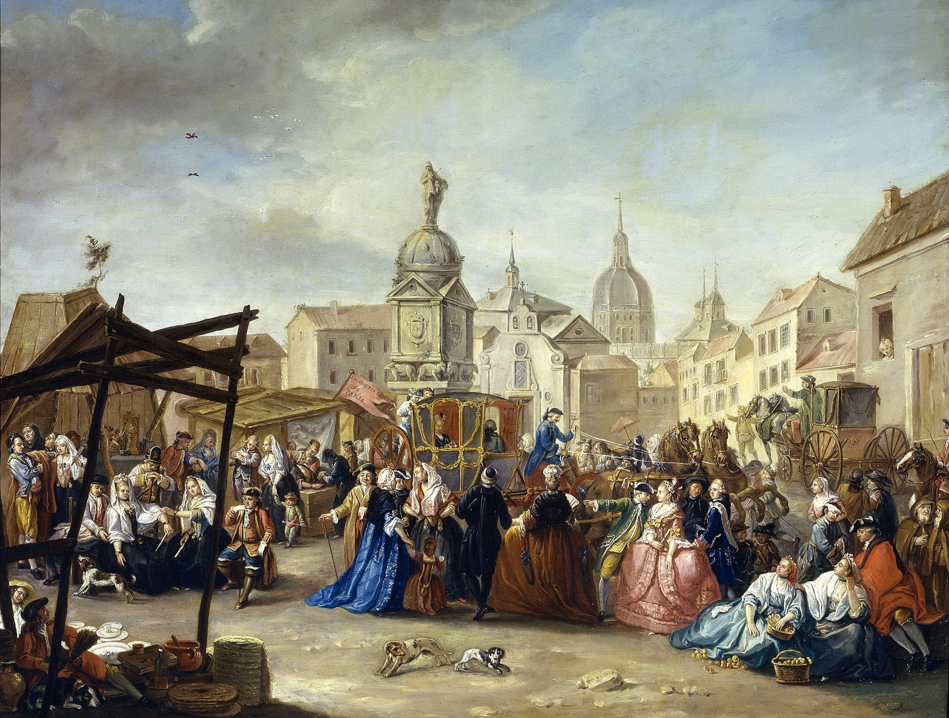 Fair in Madrid on Barley Square, people, coach, home, the urban landscape, 1080P, picture, Manuel de La Cruz Vasquez, HD Wallpaper