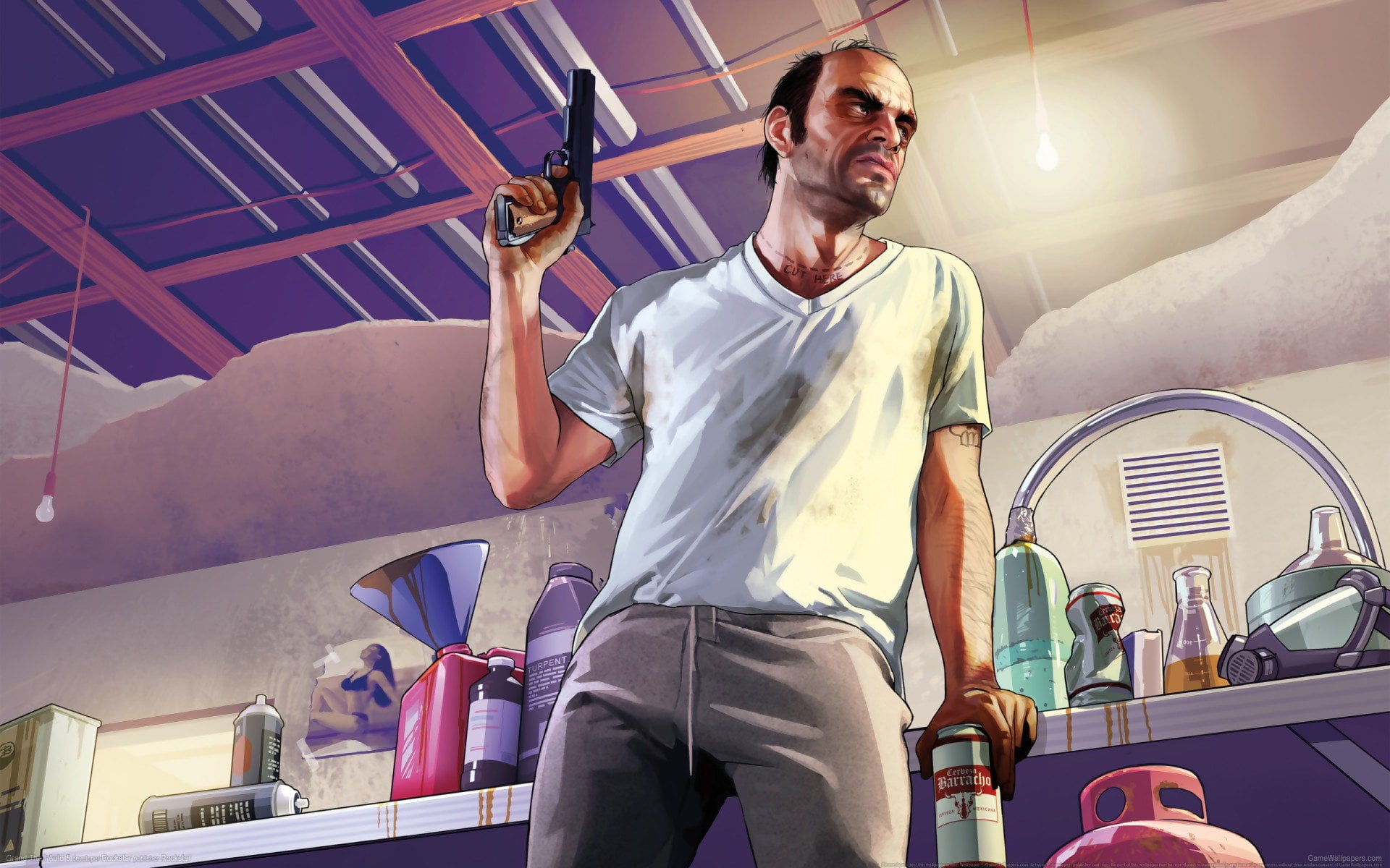 males, three quarter length, Trevor Philips, standing, low angle view, lifestyles, indoors, adult, men, happiness, holding, young adult, young men, one person, HD Wallpaper