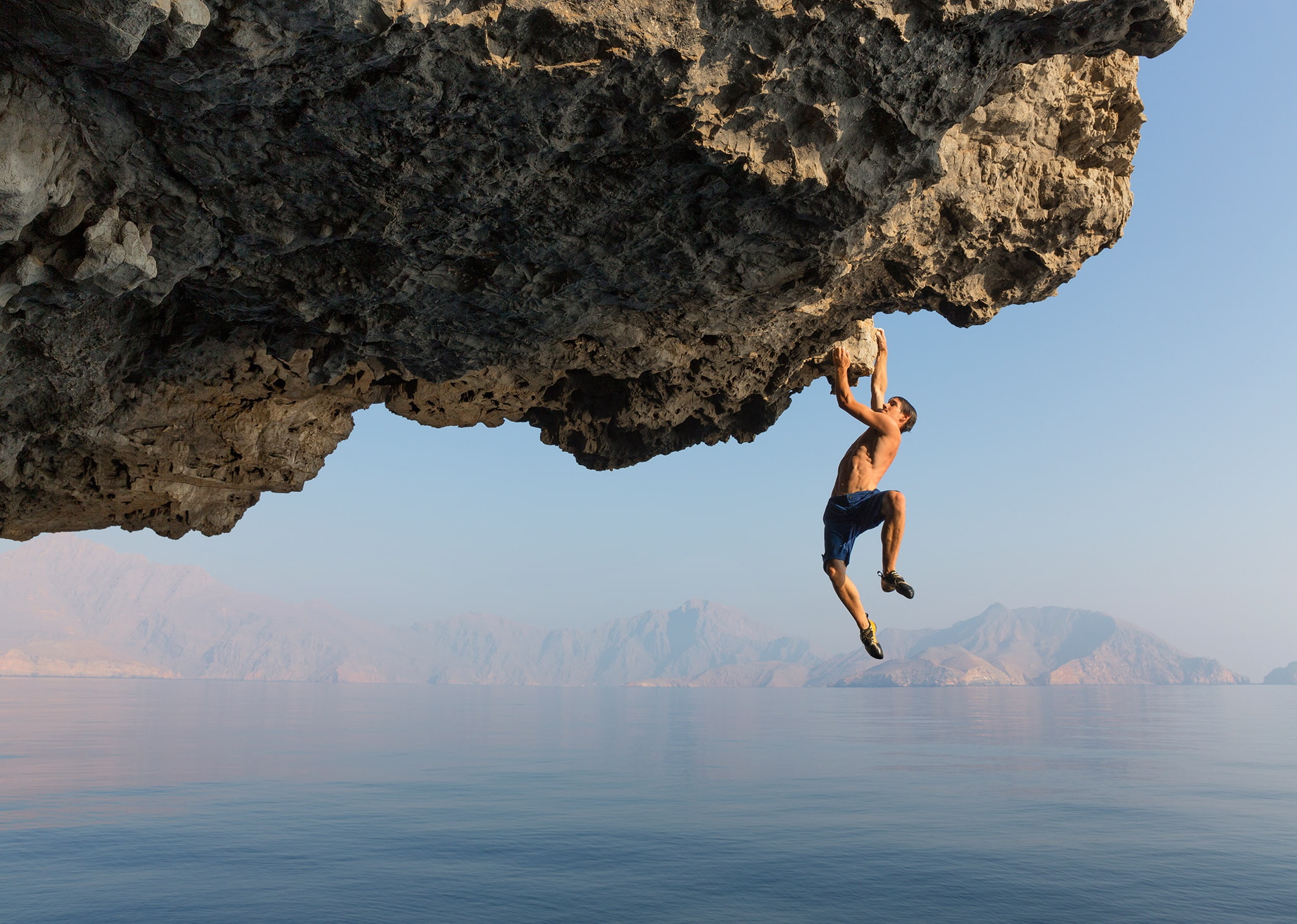 Jimmy Chin, the climbing, muscles, guy, 1080P, National Geographic, rock, sea, HD Wallpaper