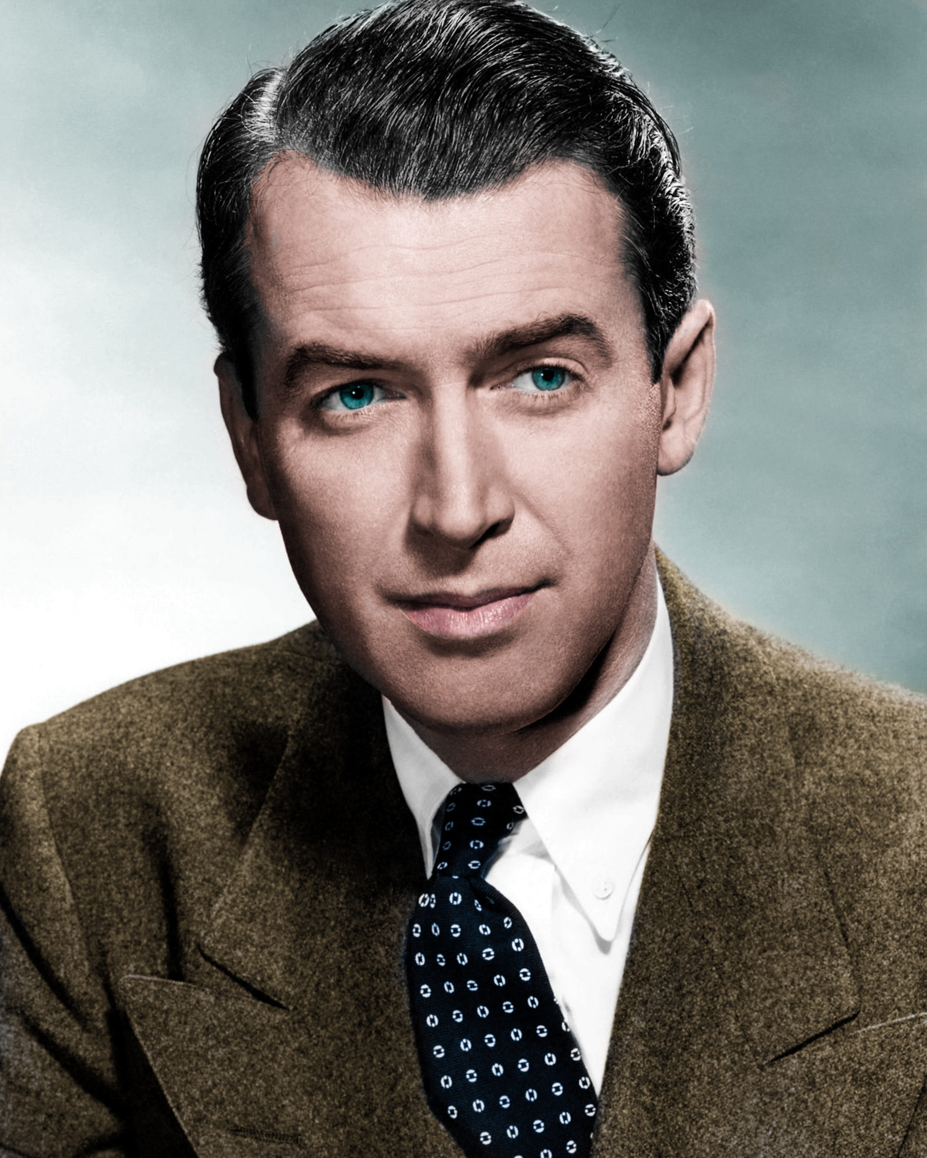 indoors, one person, man, james stewart, well-dressed, 4K, headshot, business, front view, jimmy, studio shot, smiling, men, hollywood, necktie, movie, Phone HD Wallpaper
