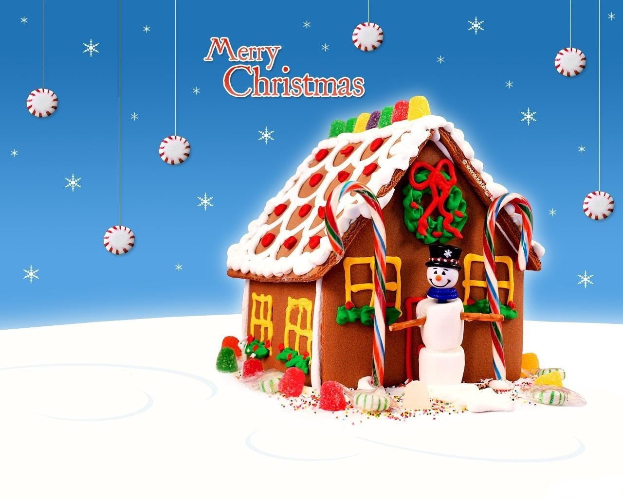 holiday - event, decoration, merry, snowflake, sombrero, event, gift, hat, cartoon, cute, snowflakes, white, candy, food and drink, ornate, snow, backgrounds, HD Wallpaper
