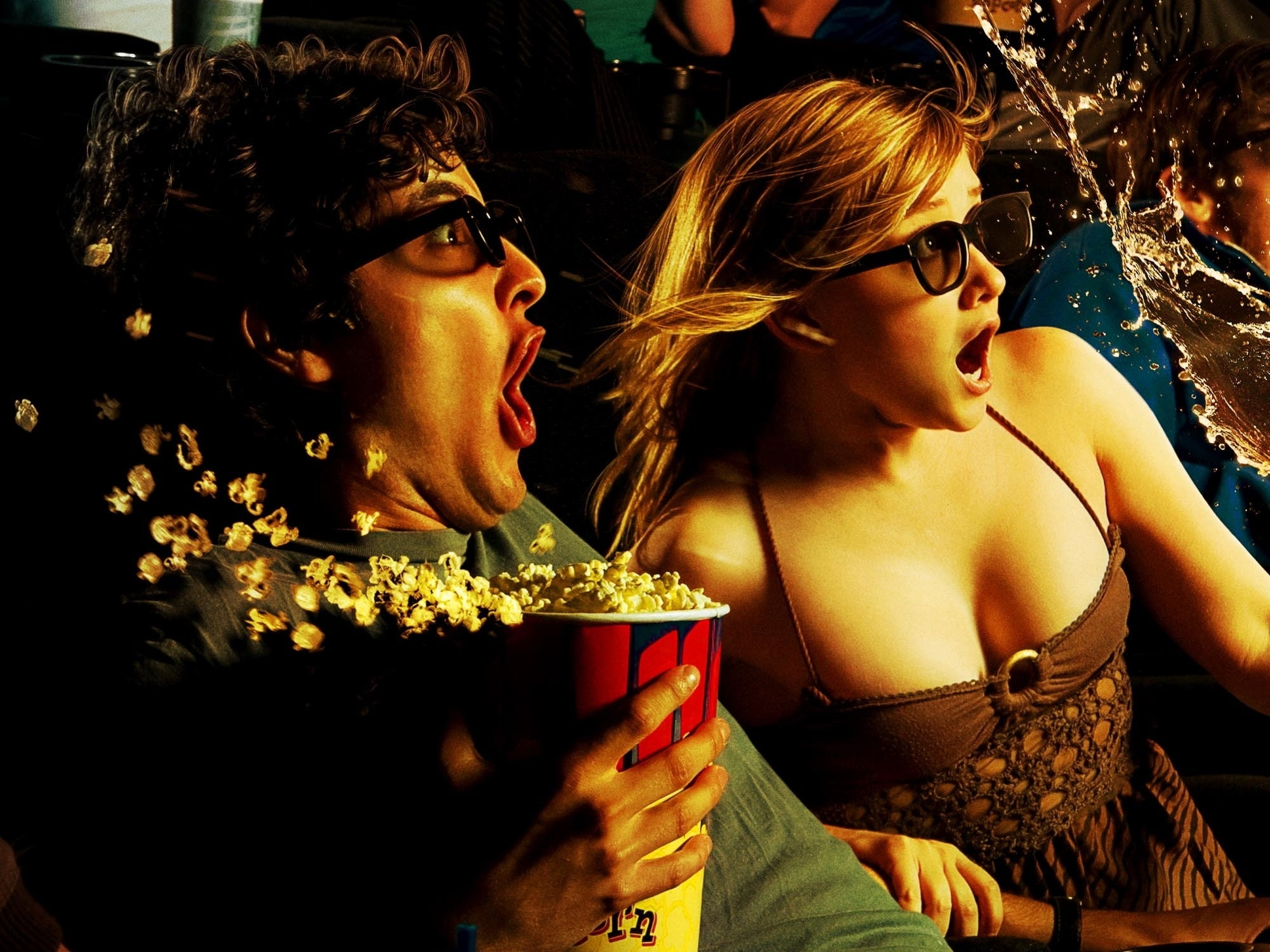 squirt, women, real people, glasses, leisure activity, togetherness, looking, two people, females, girl, bonding, young adult, inside, cinema, hairstyle, HD Wallpaper