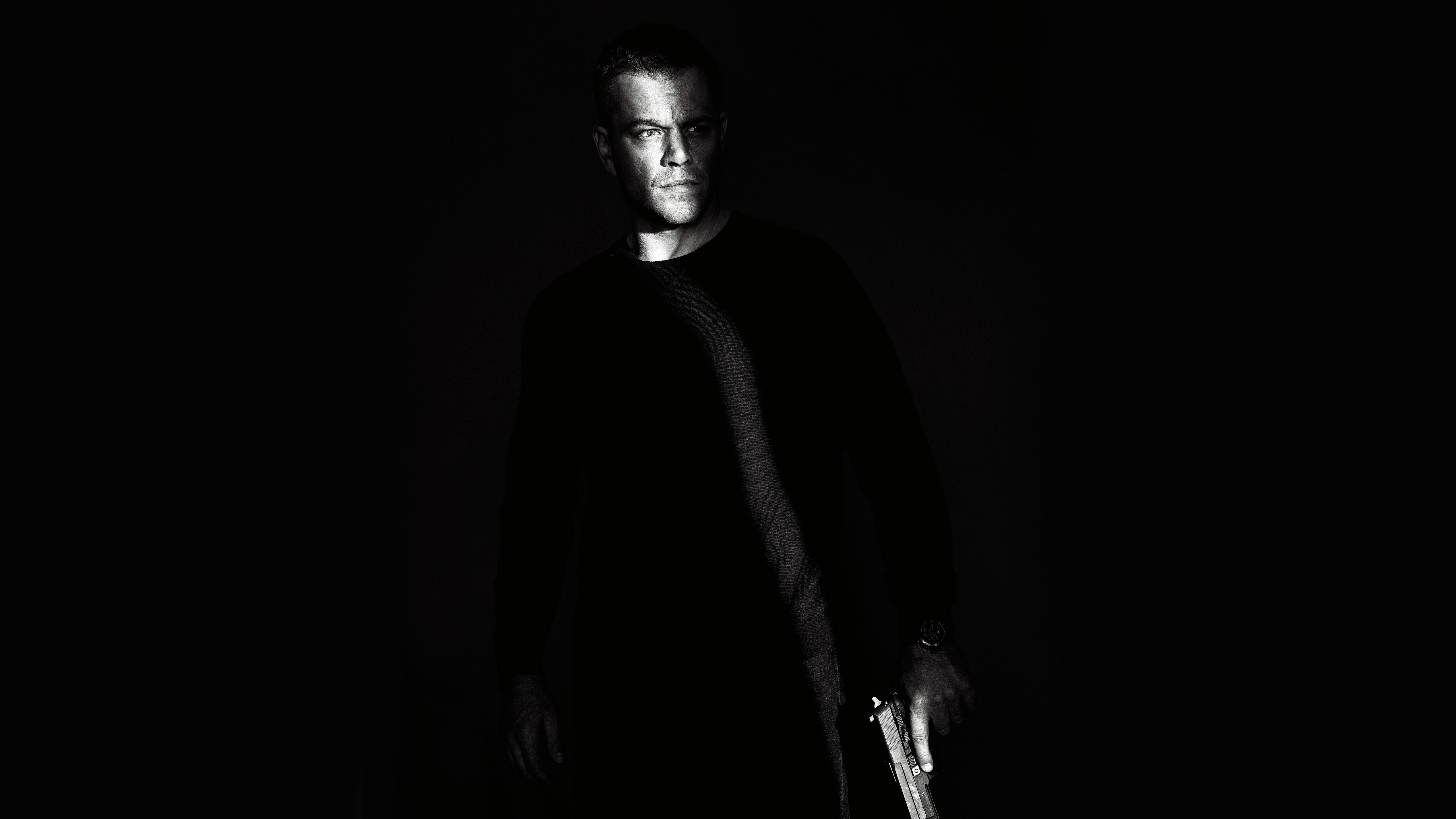 Matt Damon, mature adult, one person, standing, young adult, copy space, fear, emotion, looking at camera, young men, adult, hairstyle, black background, HD Wallpaper