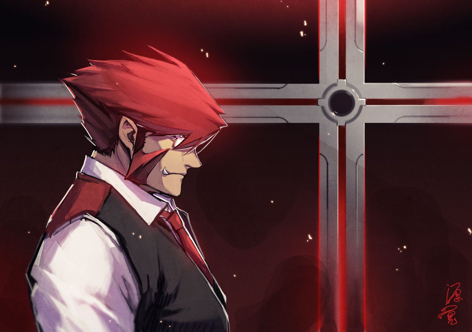 night, side view, security, skill, uniform, sports equipment, headwear, adult, clothing, men, standing, Anime, headshot, Klaus Von Reinherz, one person, HD Wallpaper