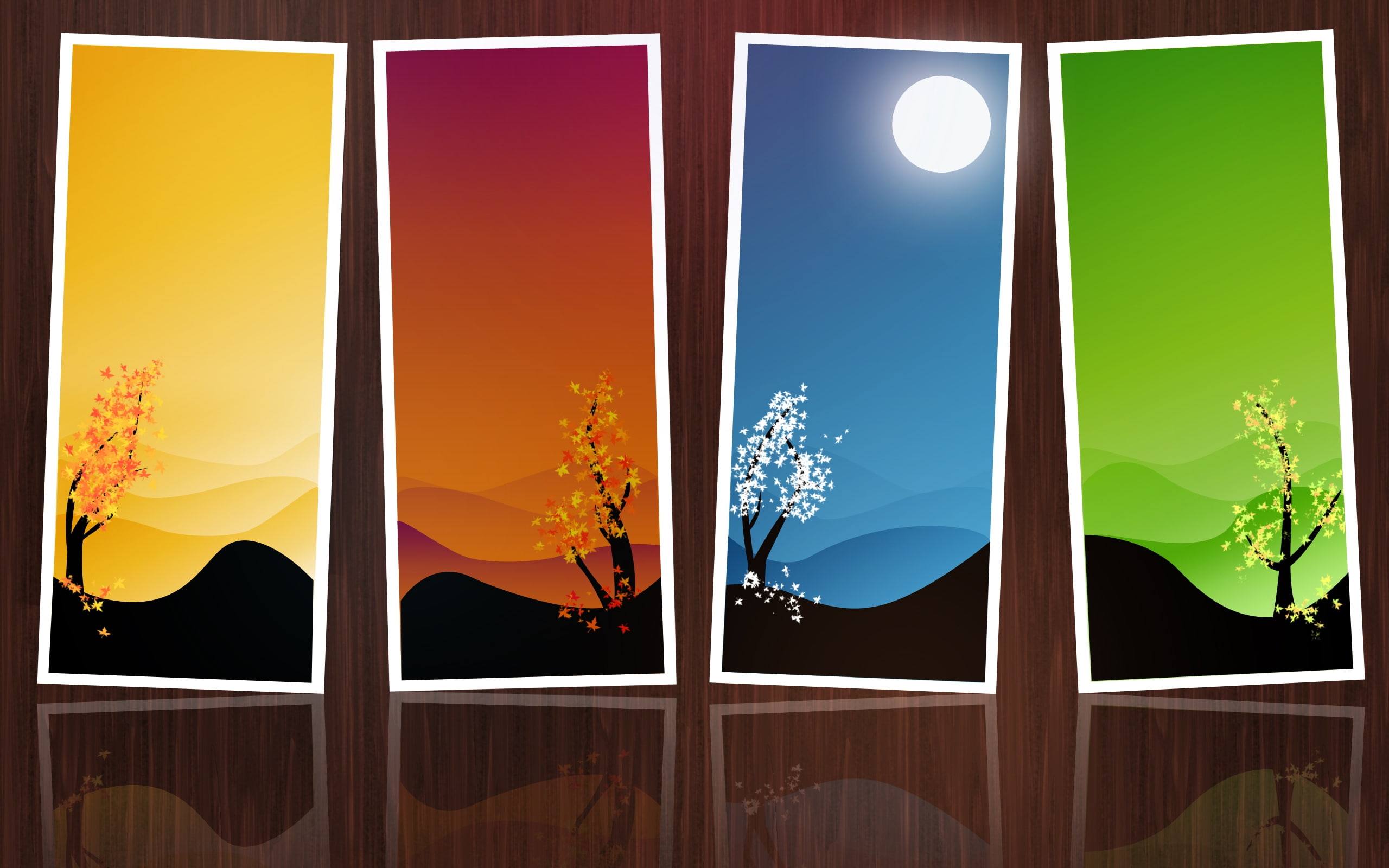 frames, all seasons, background, 2K, seasons, art, HD Wallpaper