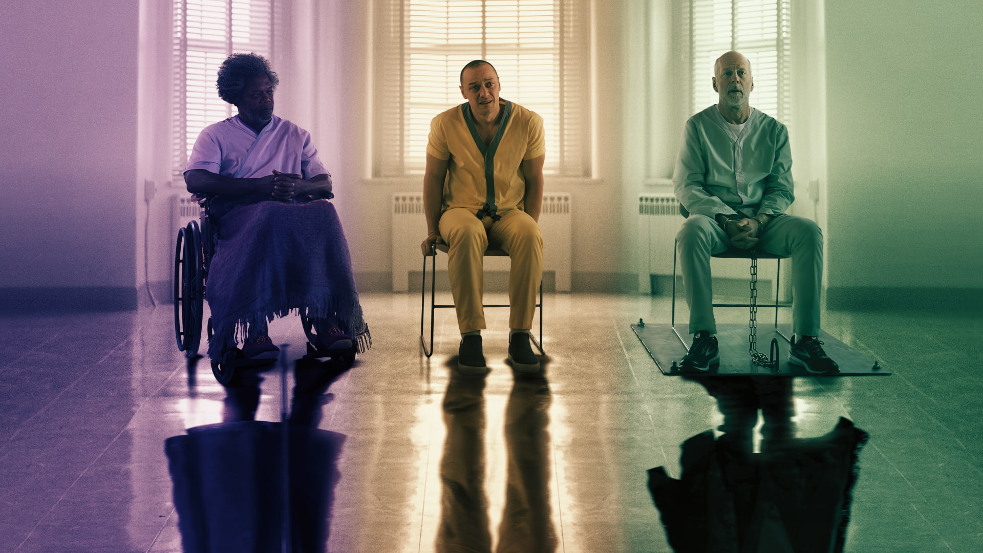 1080P, Glass (Movie), Bruce Willis, James McAvoy, Glass, Movie, David Dunn, Elijah Price, Samuel L. Jackson, HD Wallpaper