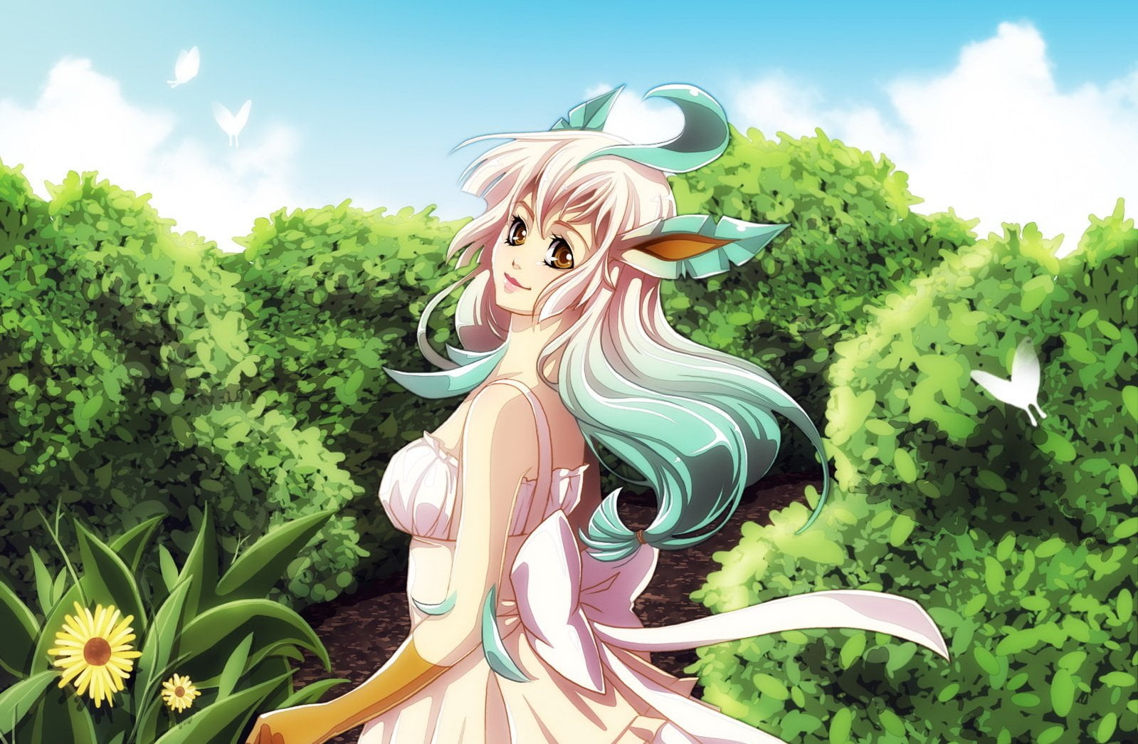 art and craft, tree, creativity, day, nature, no people, craft, green color, Pokémon, sky, 720P, sculpture, Leafeon (Pokémon), plant, outdoors, growth, HD Wallpaper