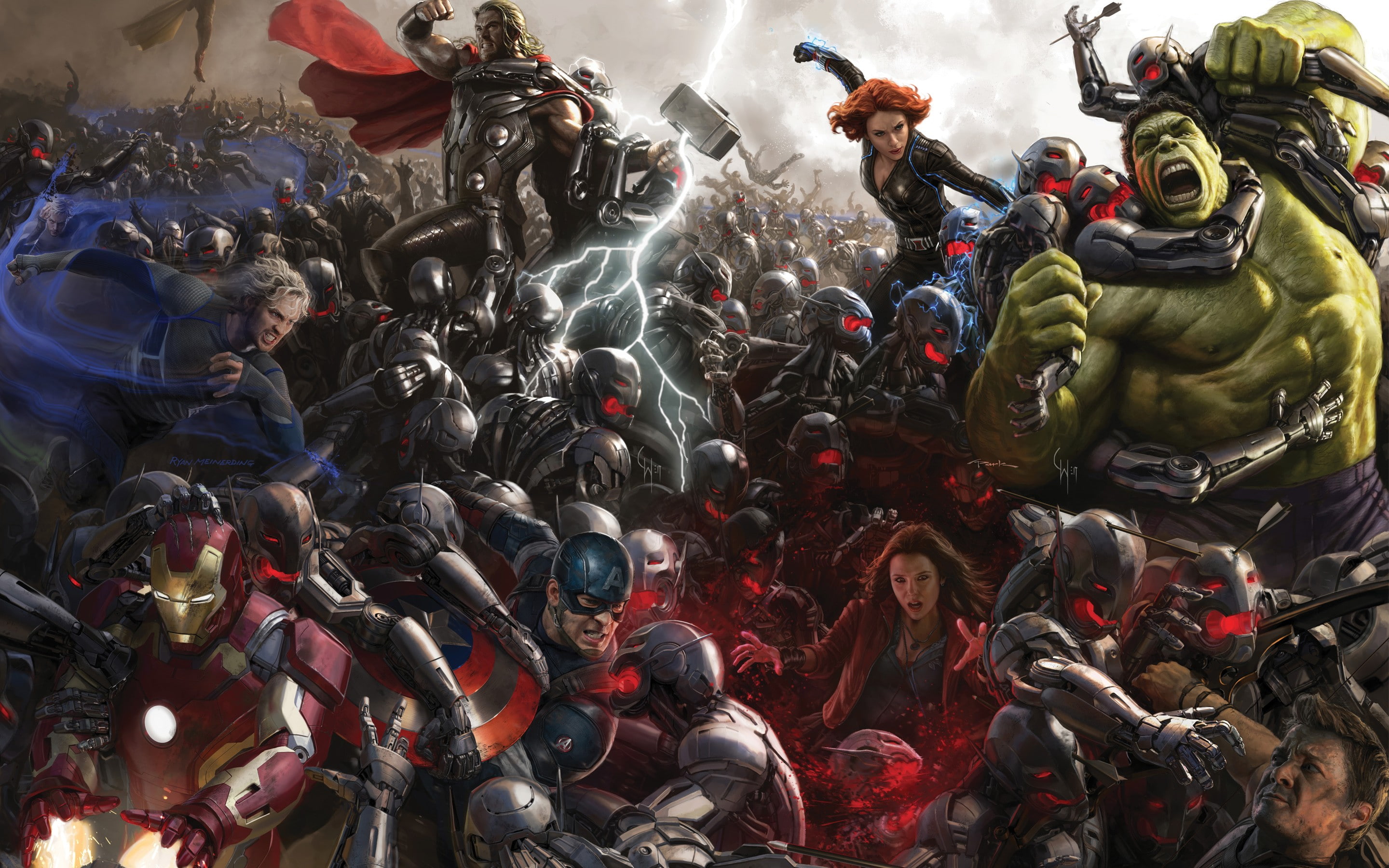 Thor, Black Widow, Hawkeye, 2K, Elizabeth Olsen, Avengers: Age of Ultron, Captain America, Quicksilver, Hulk, Scarlett Johansson, The Avengers, Iron Man, HD Wallpaper