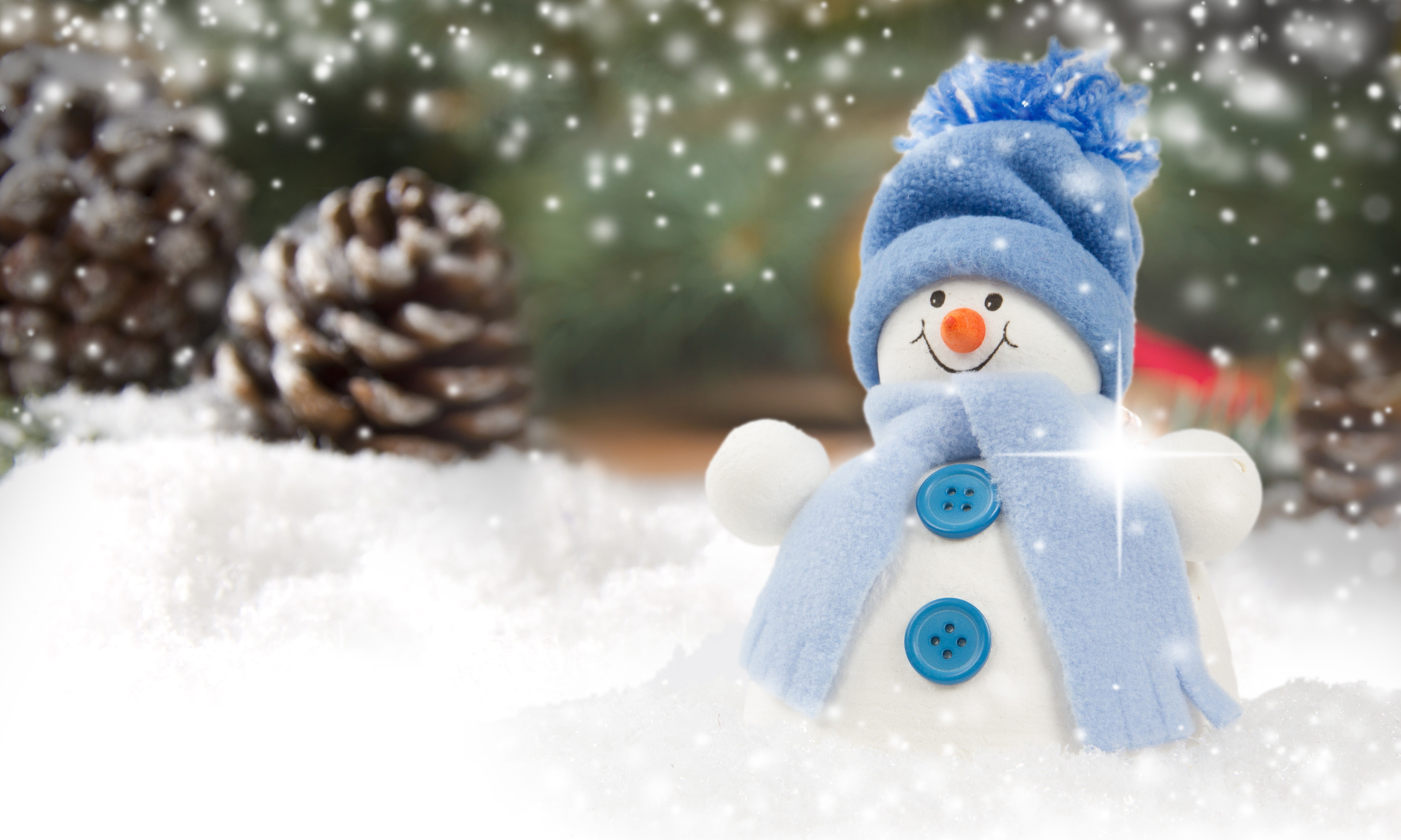 5K, Christmas decoration, Snowfall, Snowman, 5K, HD Wallpaper