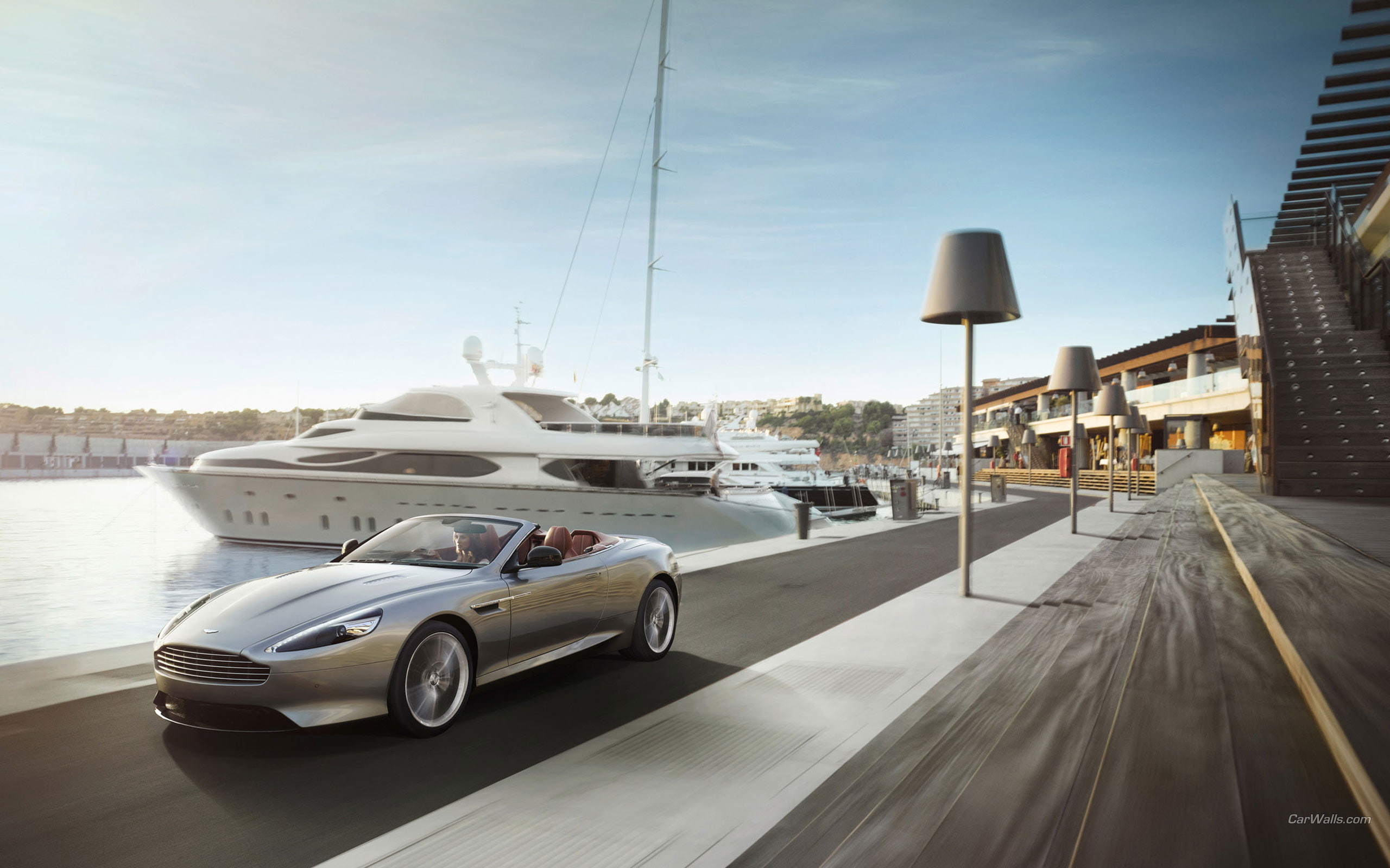 hd, 2K, martin, boat, blur, db9, aston, yacht, motion, db, cars, HD Wallpaper