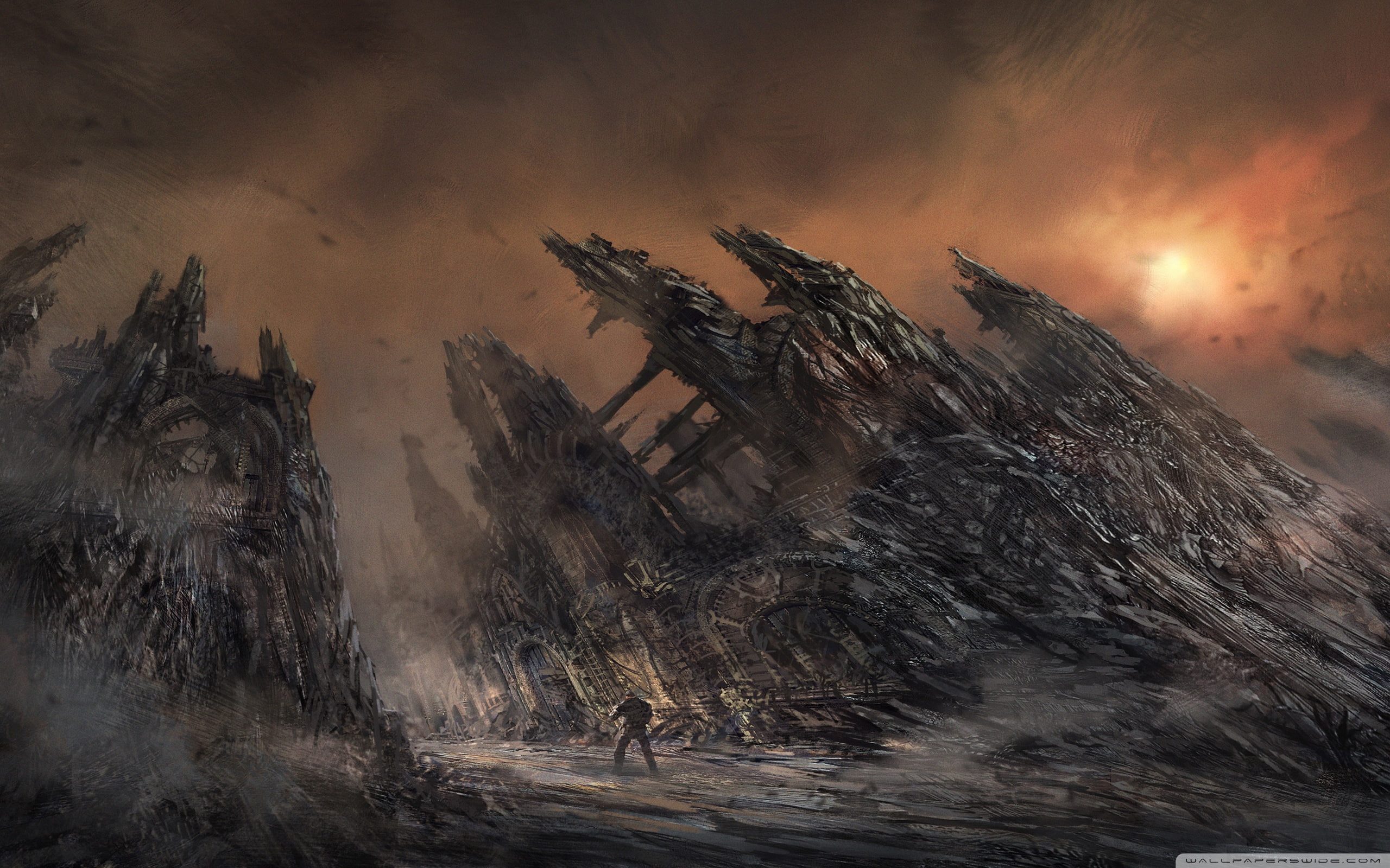 Gear of War, art, video, 2K, Action, hd, fighting, dark, Adventure, war, concept, games, gears, alone, HD Wallpaper