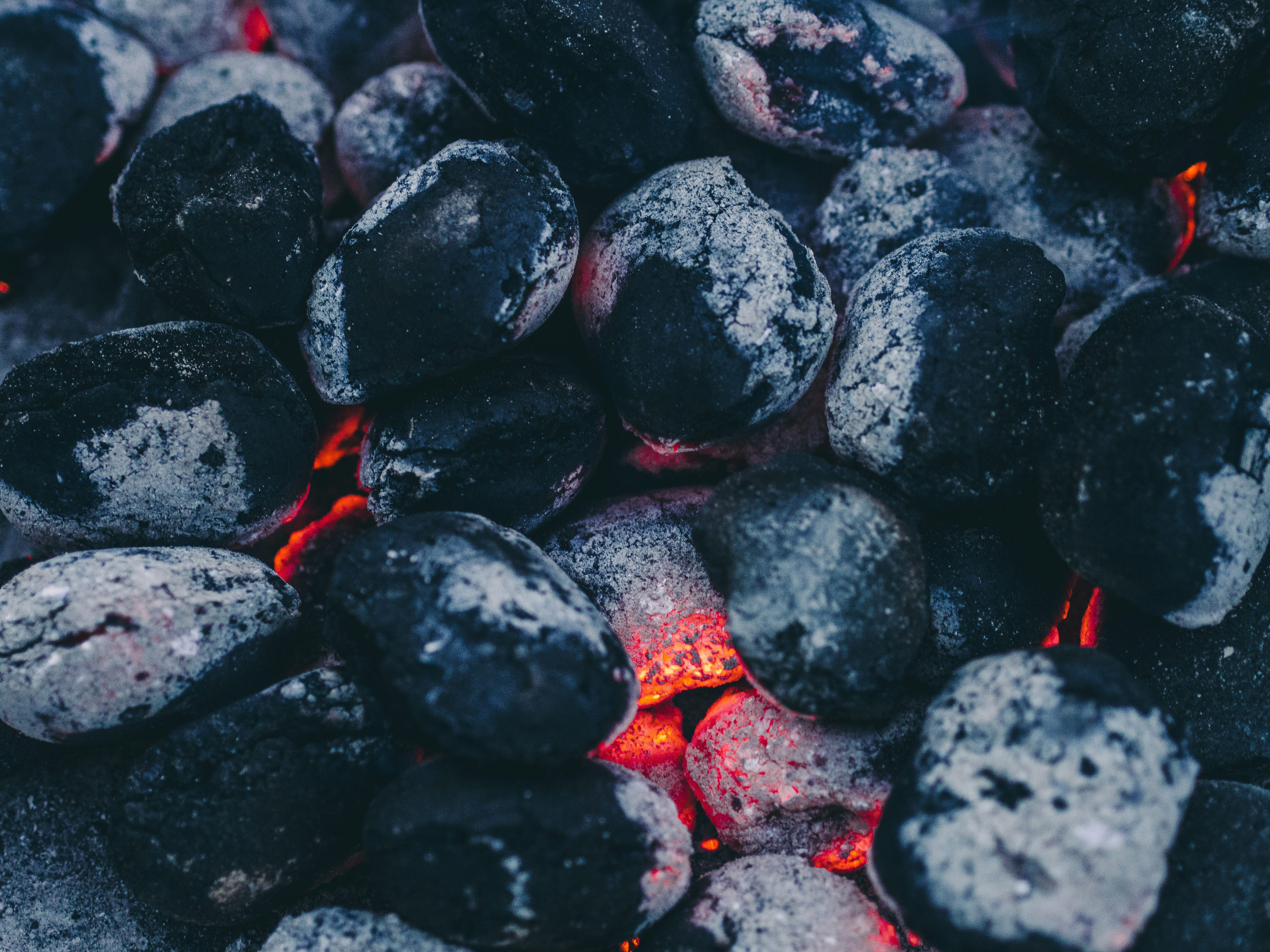 full frame, charcoal, flame, pebble, blueberry, red, abundance, nature, coal, outdoors, black Color, summer, solid, grey, day, macro, burning, black, coals, HD Wallpaper