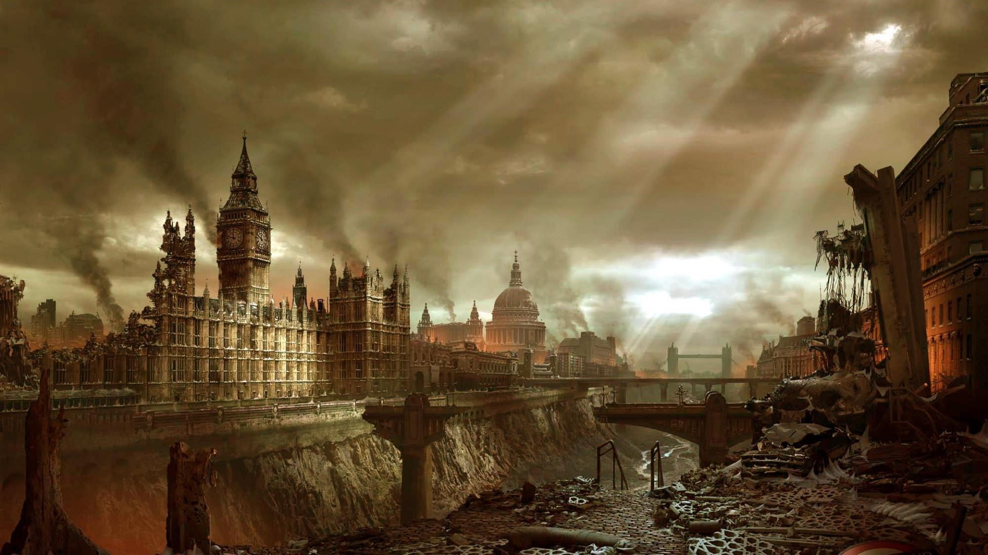 sky, nature, cloud - sky, spirituality, religion, history, castle, architecture, building, london, travel, textured effect, city, apocalypse, ruined, cloud, HD Wallpaper