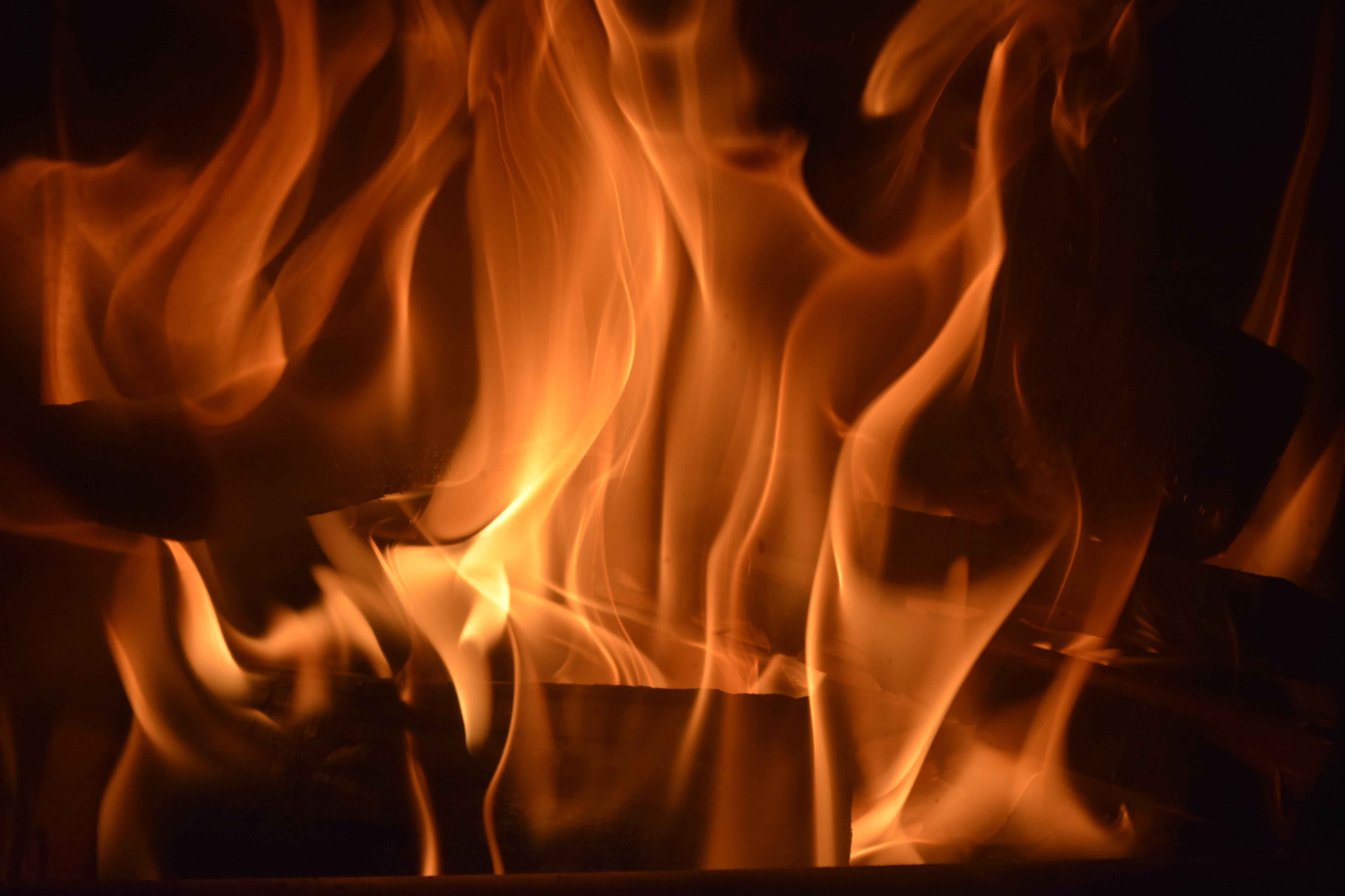 bonfire, black, smoke - physical structure, brand, fire - natural phenomenon, black background, background, 5K, indoors, burning, studio shot, Energy, HD Wallpaper