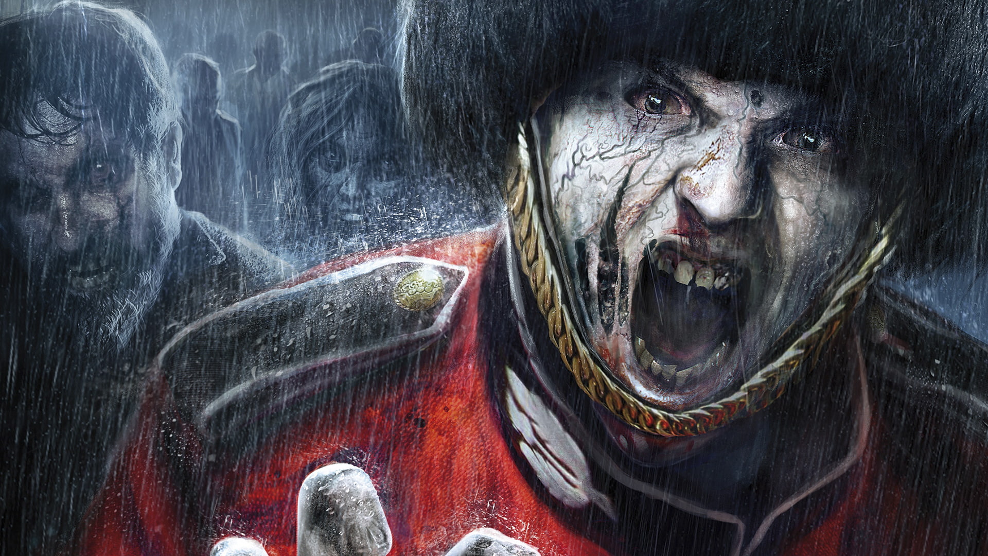 shooter, art, dark, person, rain, horror, scary, spooky, zombiu, evil, storm, military, drops, video, 1080P, water, games, warrior, creepy, soldiers, HD Wallpaper