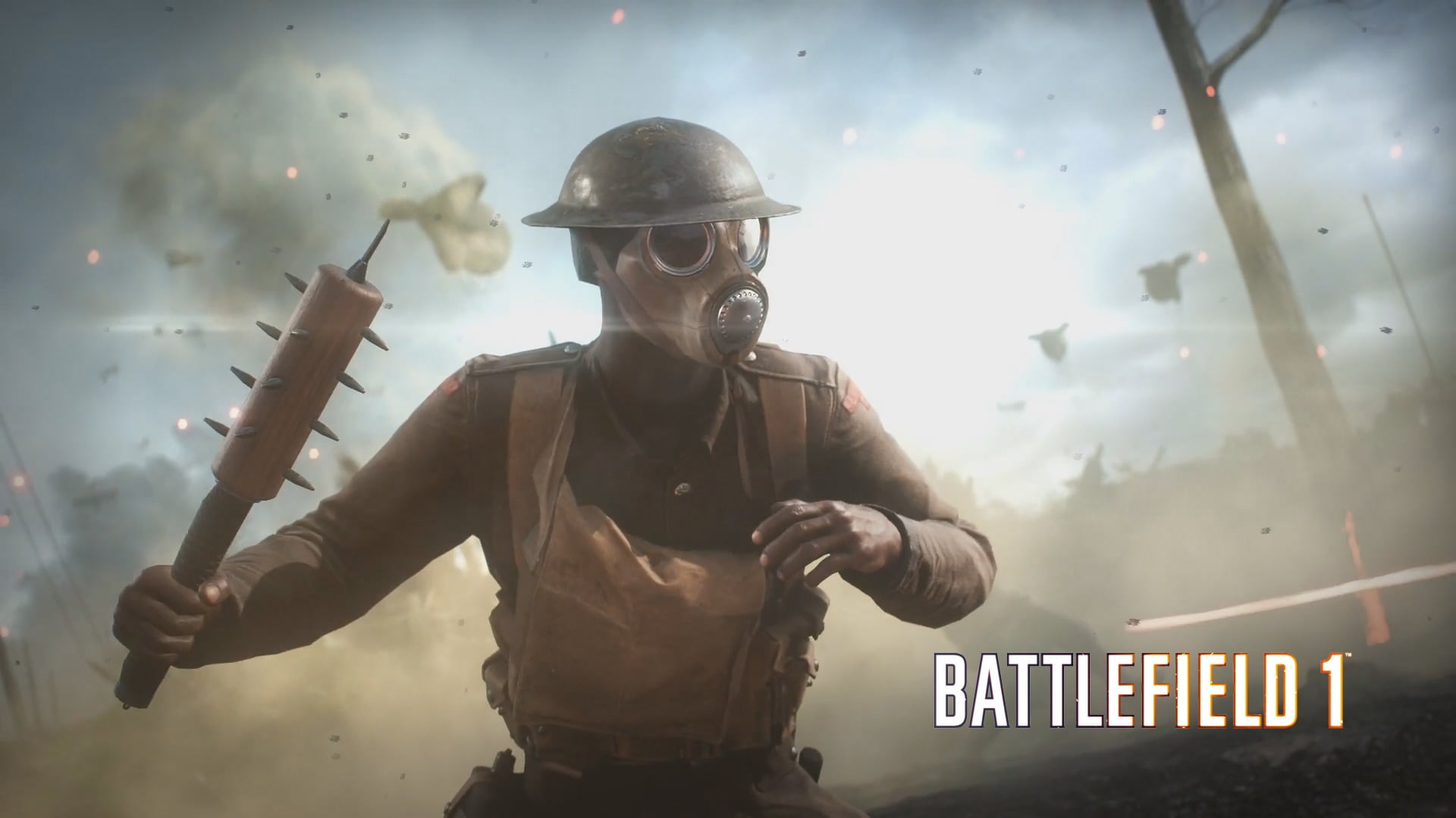 Battlefield 1, security, gun, aggression, front view, battlefield, warning sign, holding, smoke - physical structure, protection, social issues, weapon, HD Wallpaper