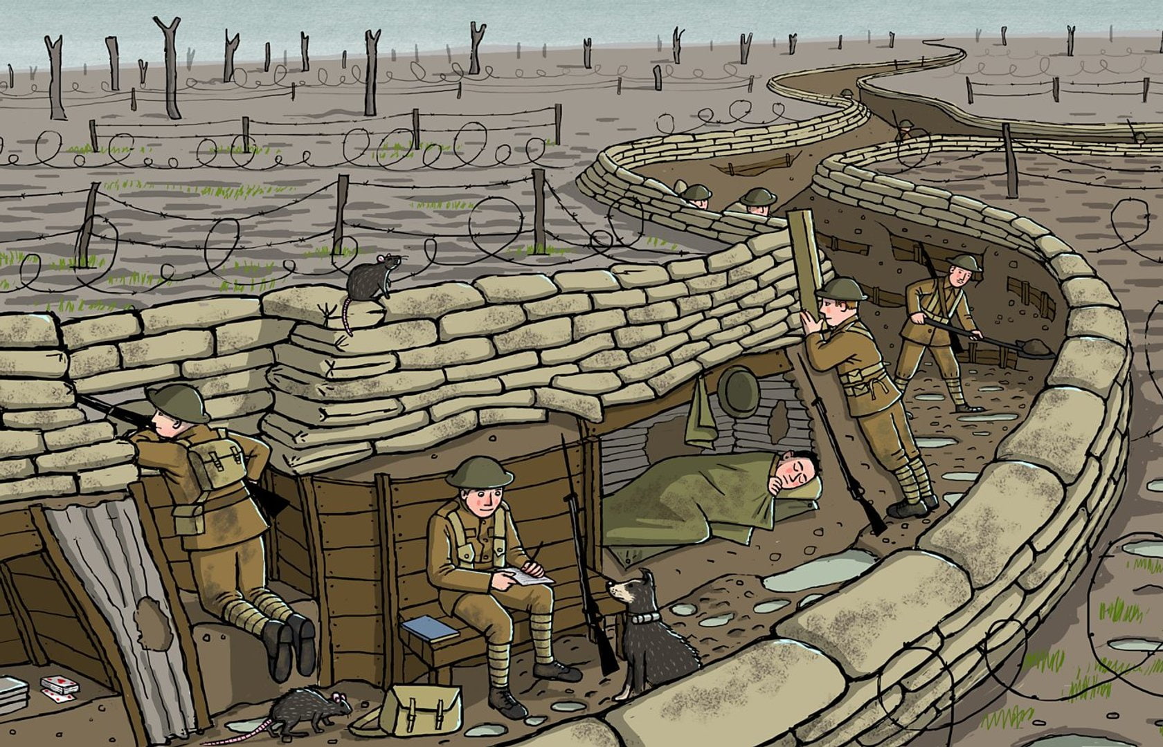 World War I, Trenches, 720P, soldier, weapon, HD Wallpaper