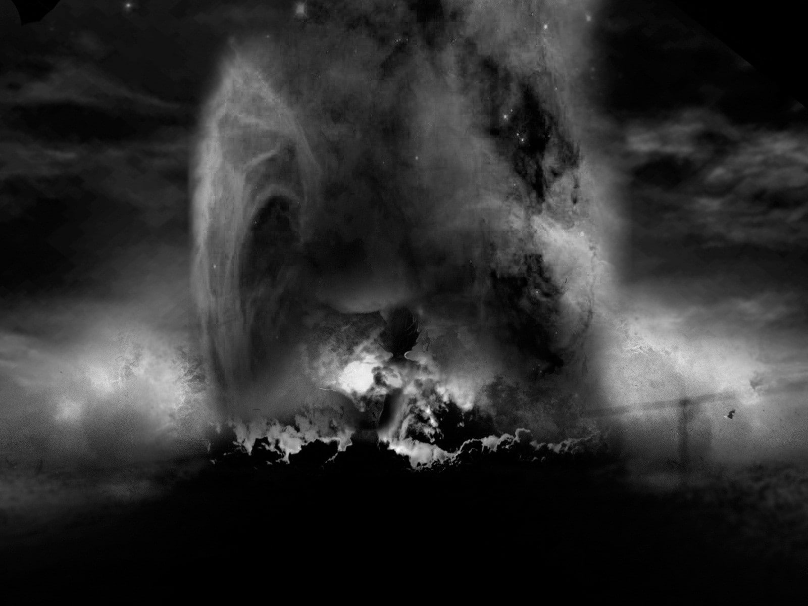 smoke - physical structure, mystery, 720P, no people, motion, cloud - sky, night, Dragon Ball Z, abstract, burning, dark, monochrome, pollution, sign, HD Wallpaper