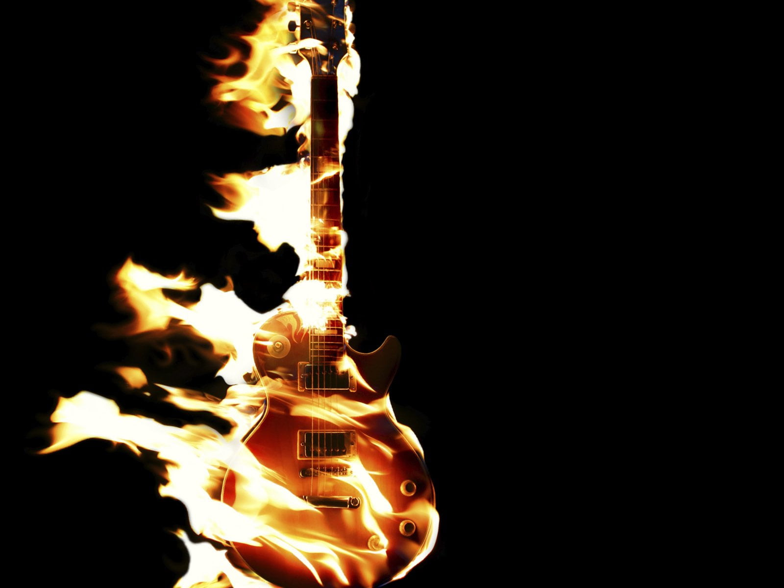 close-up, fire - natural phenomenon, no people, lighting equipment, indoors, flame, guitar, energy, motion, low angle view, orange, copy space, heat - temperature, HD Wallpaper