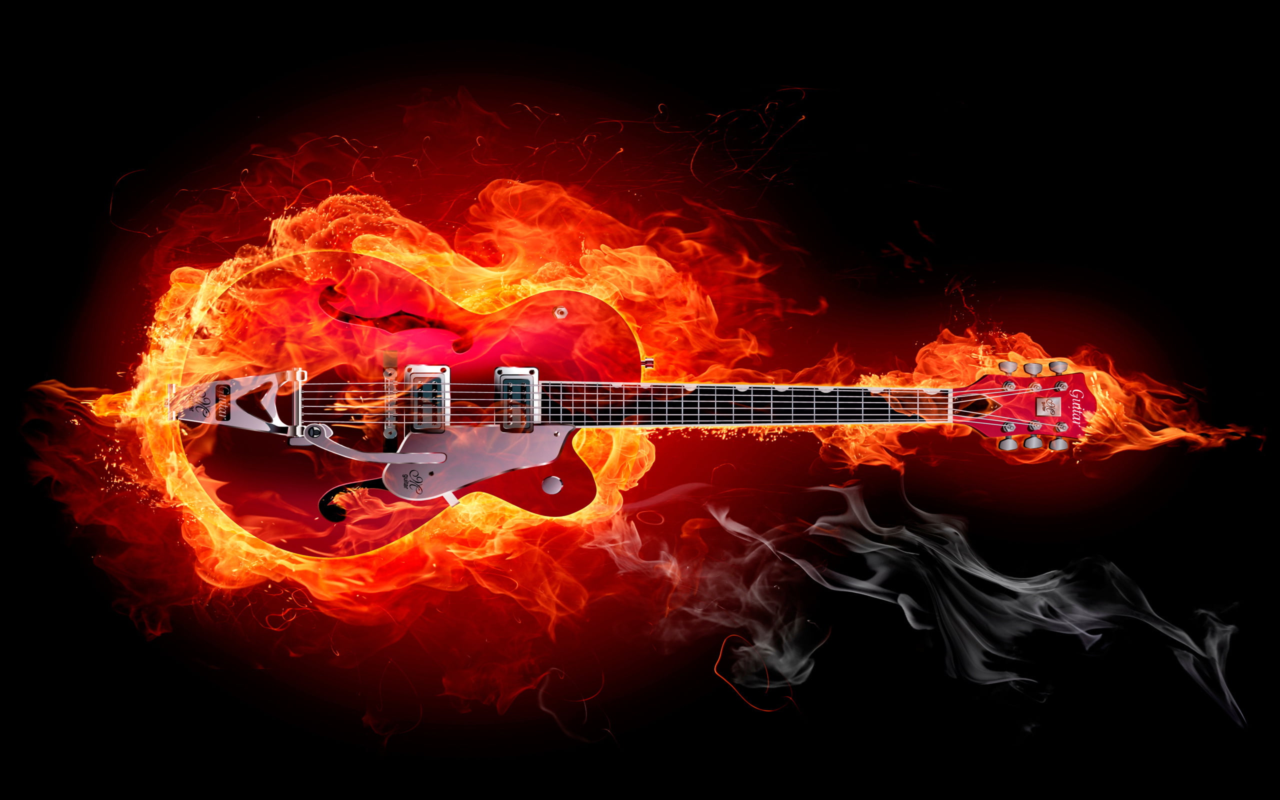 red, Music, heat - temperature, event, musical instrument, electric, blazing, white, blurred motion, flames, black color, vibrant color, fire, HD Wallpaper