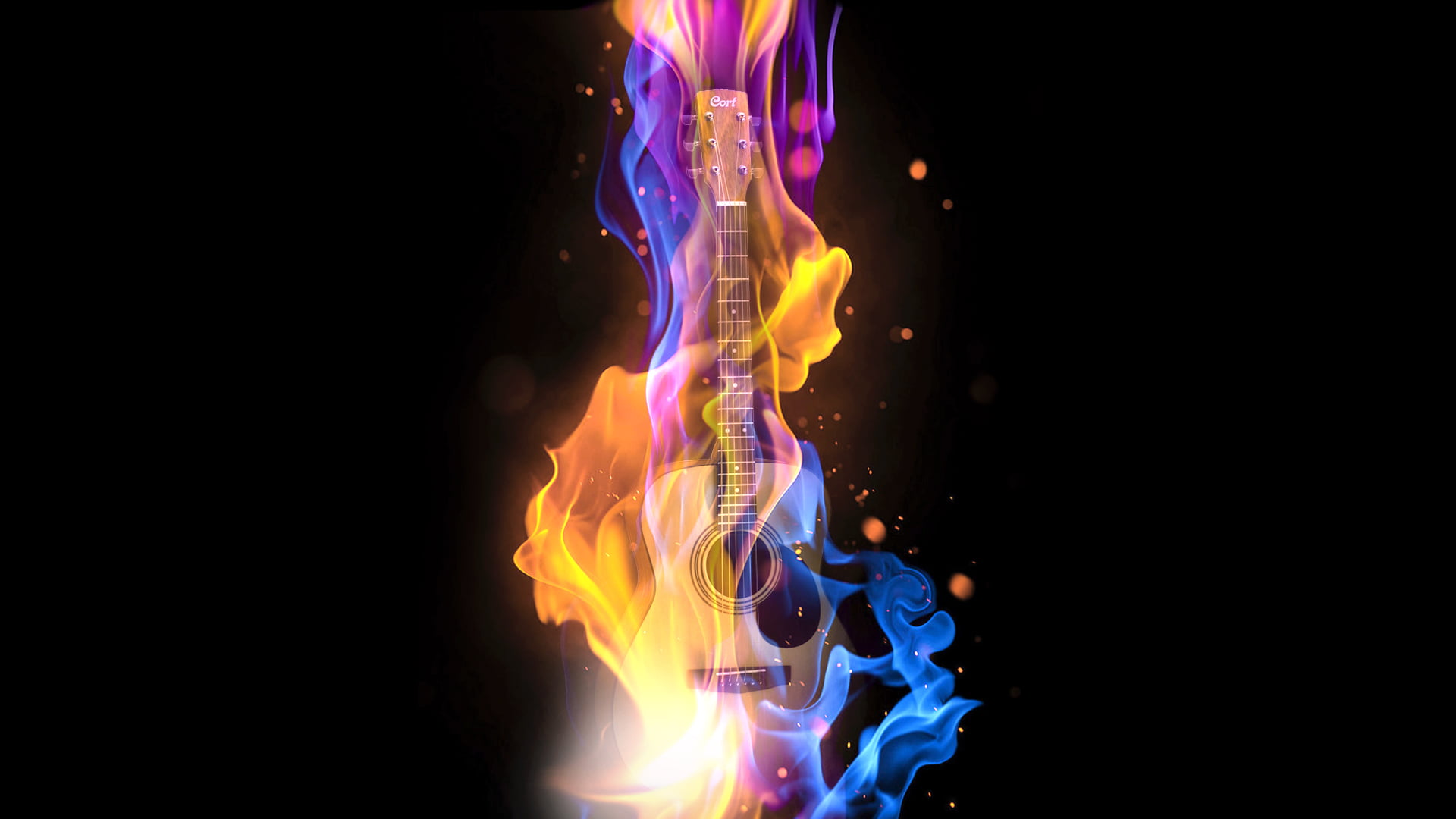 glowing, abstract, no people, copy space, dreadnought, bass, shape, inferno, black background, backgrounds, illustration, long exposure, flame, music, heat - Temperature, HD Wallpaper