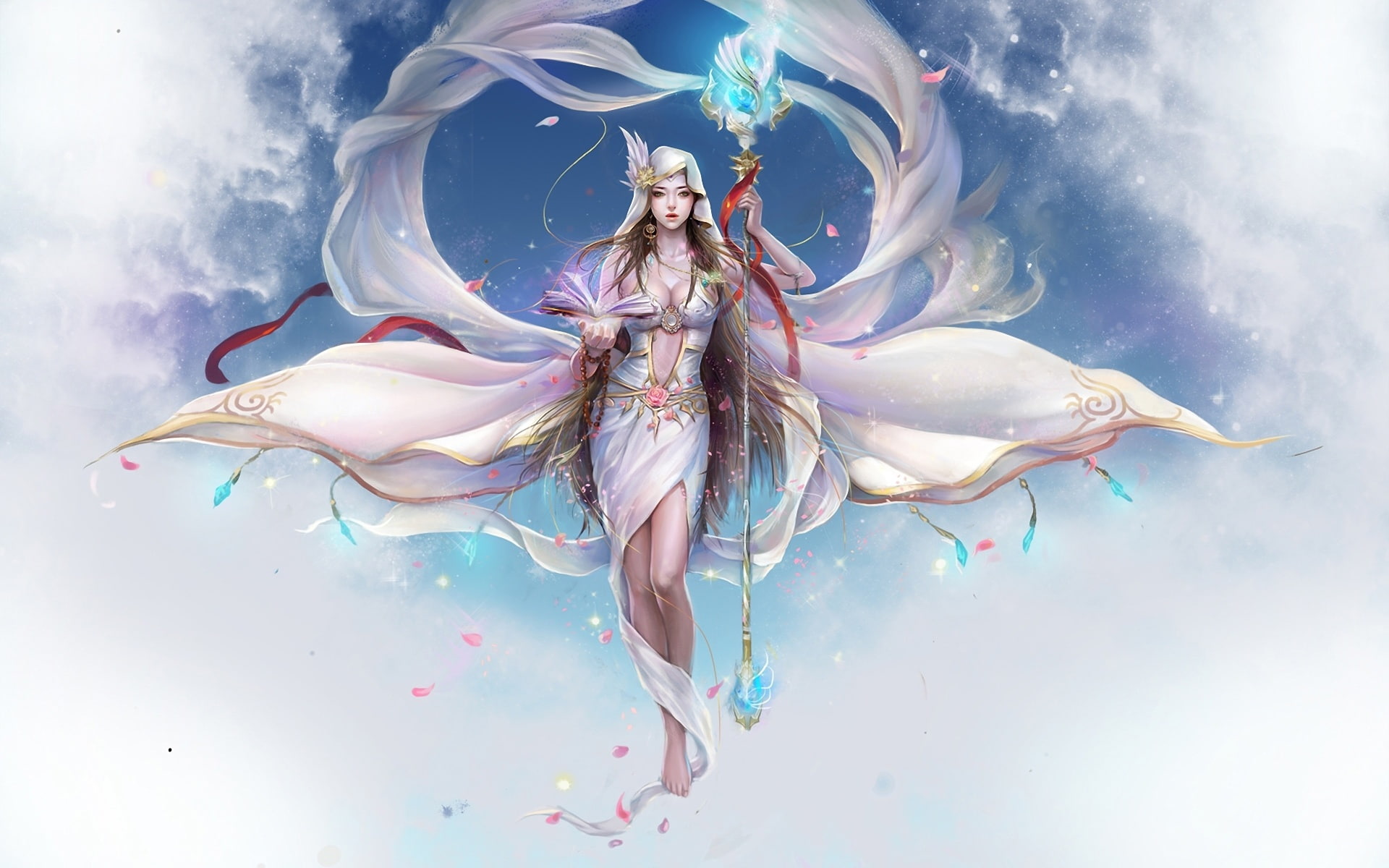 1080P, Fairy, Girl, creation, hair, digital, Artistic, White, woman, illustration, long, HD Wallpaper