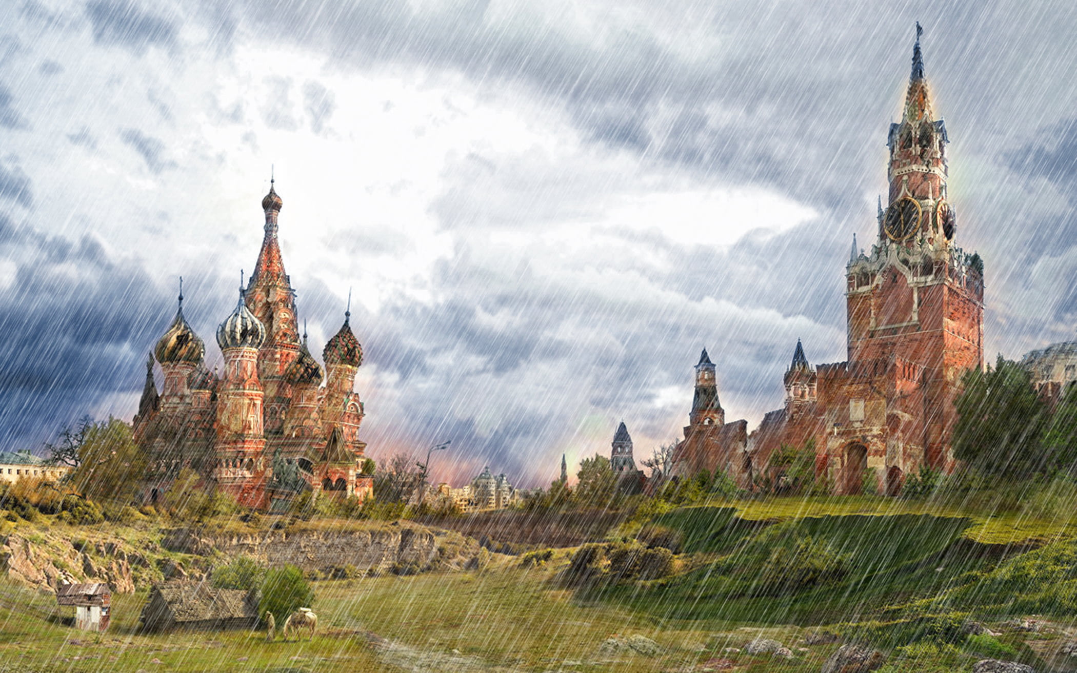 1080P, Moscow, building, sky, outdoors, abbey, spire, the past, plant, history, cloud - sky, the shower, architecture, no people, built structure, cathedral, HD Wallpaper