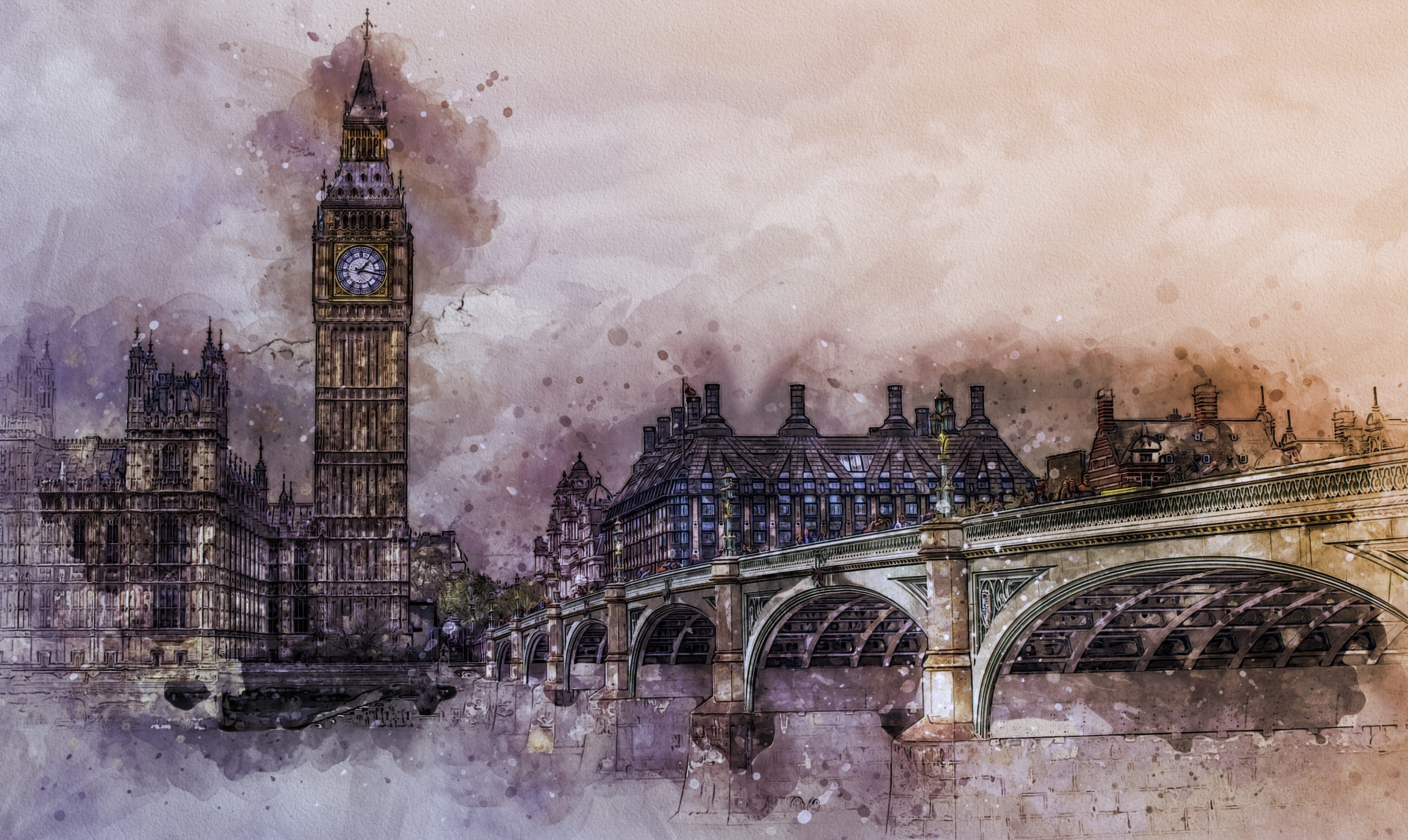 london, attraction, famous, bridge, digital manipulation, history, no people, westminster palace, place of worship, landmark, tower, cityscape, architecture, HD Wallpaper