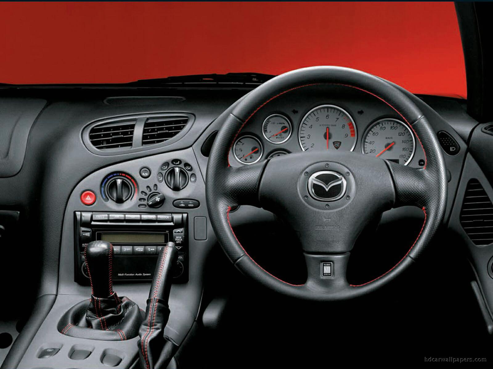 interior, black, rx, cars, wheel, mazda, steering, 720P, HD Wallpaper