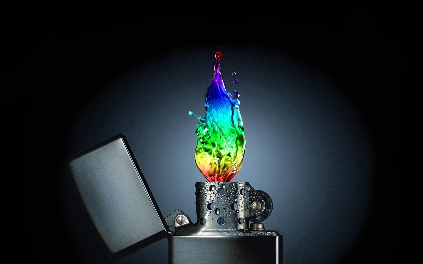 lighter, studio shot, freshness, 720P, creativity, fire, mixing, blue, light - natural phenomenon, motion, red, water, reflection, illuminated, glass, HD Wallpaper