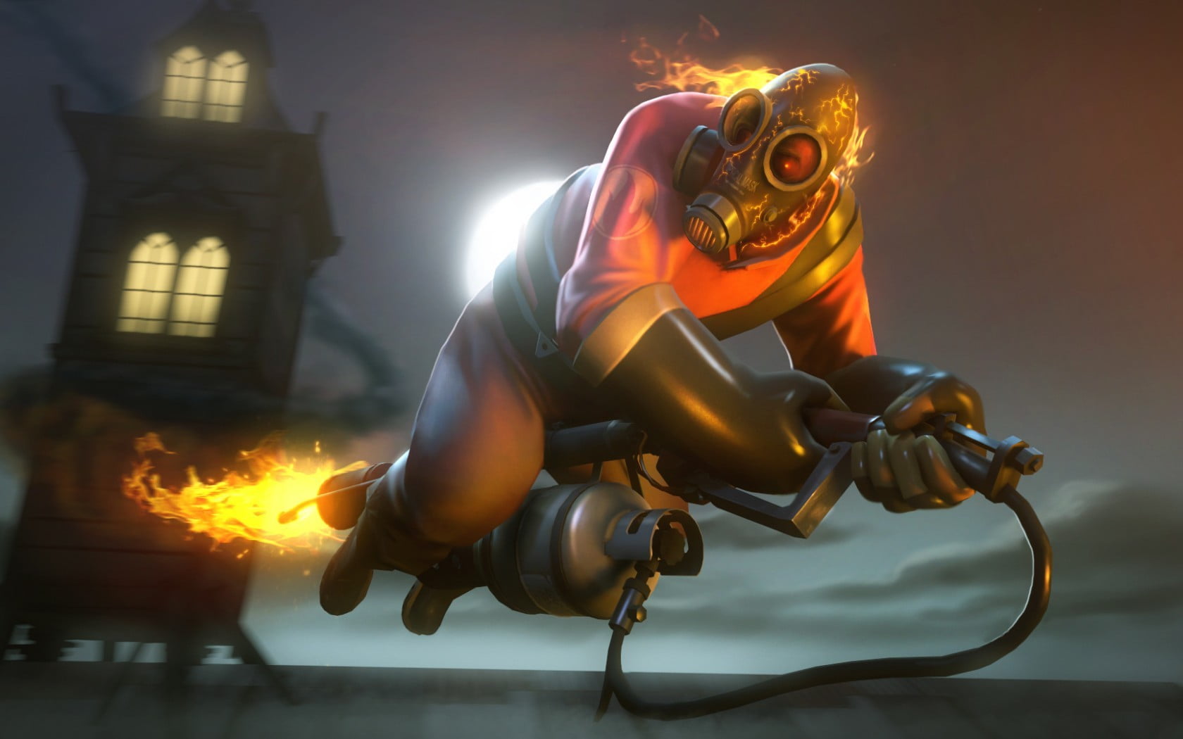 720P, heat - temperature, real people, illustration, illuminated, Halloween, motion, flamethrowers, Team Fortress 2, burning, security, protection, video games, HD Wallpaper