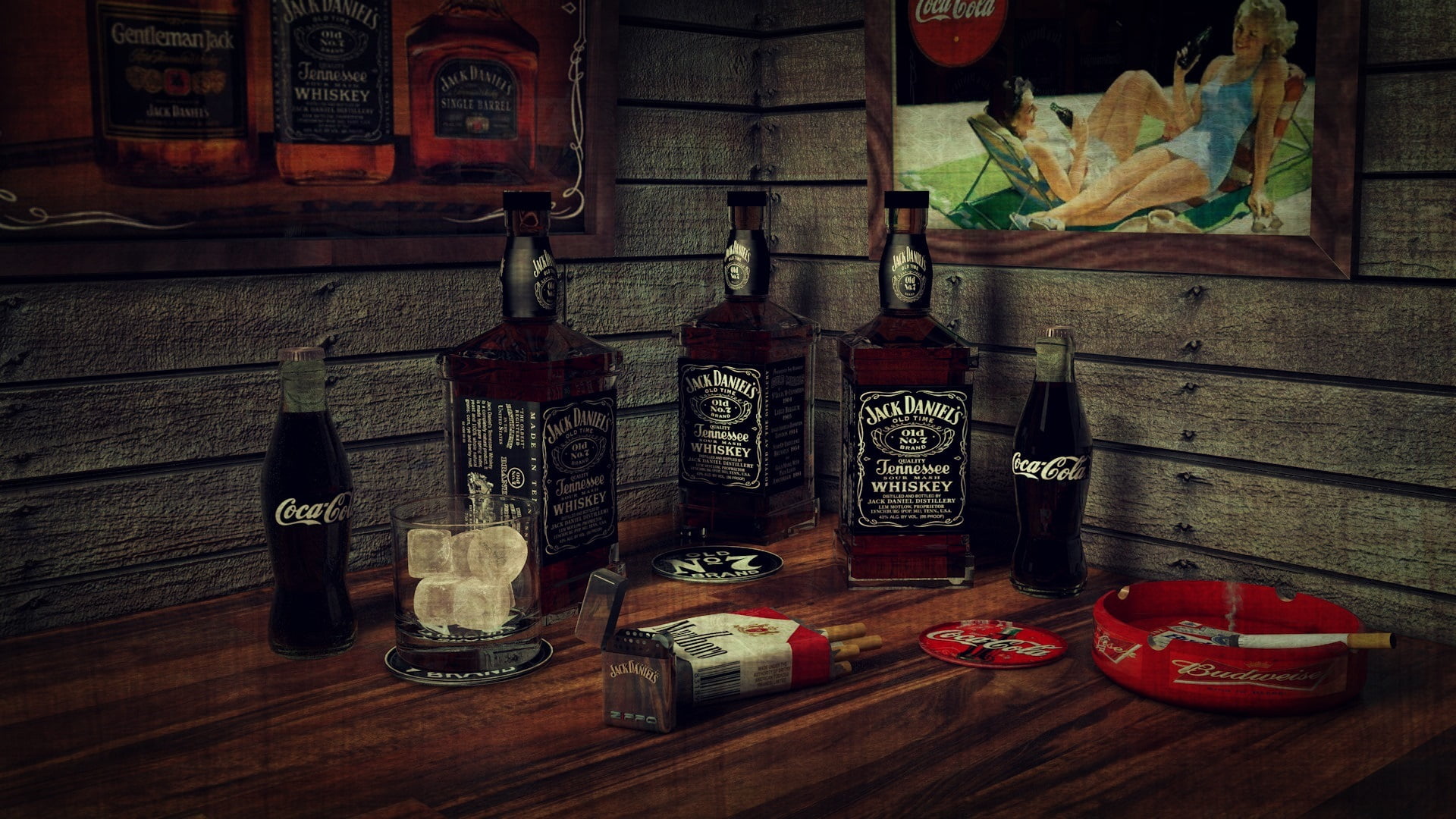 food and drink, choice, brown, old, framework, whiskey, red, table, variation, bar, container, indoors, Jack Daniels, round, wood - Material, lighter, antique, HD Wallpaper