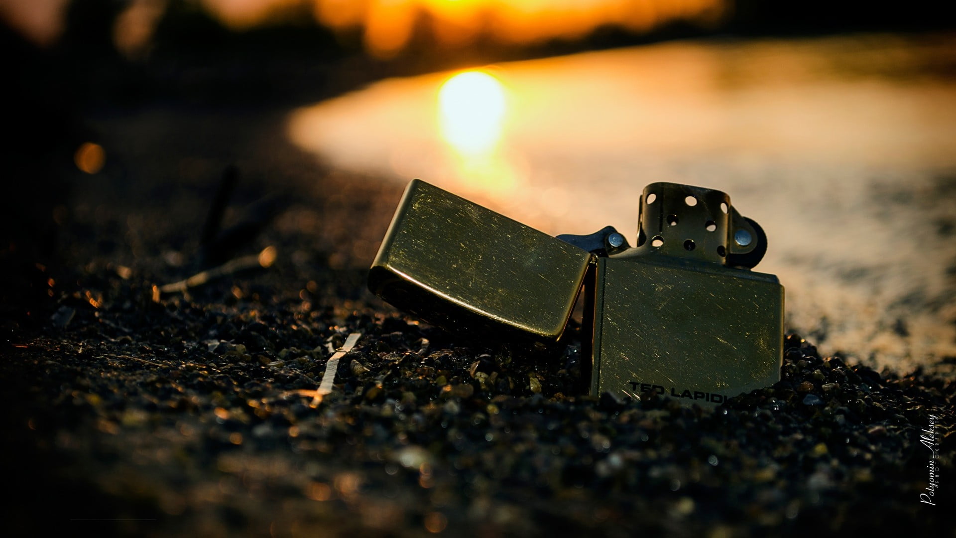 Sun, night, surface level, land, love, reflection, dark, nature, emotion, lighter, technology, single object, no people, metal, selective focus, outdoors, HD Wallpaper