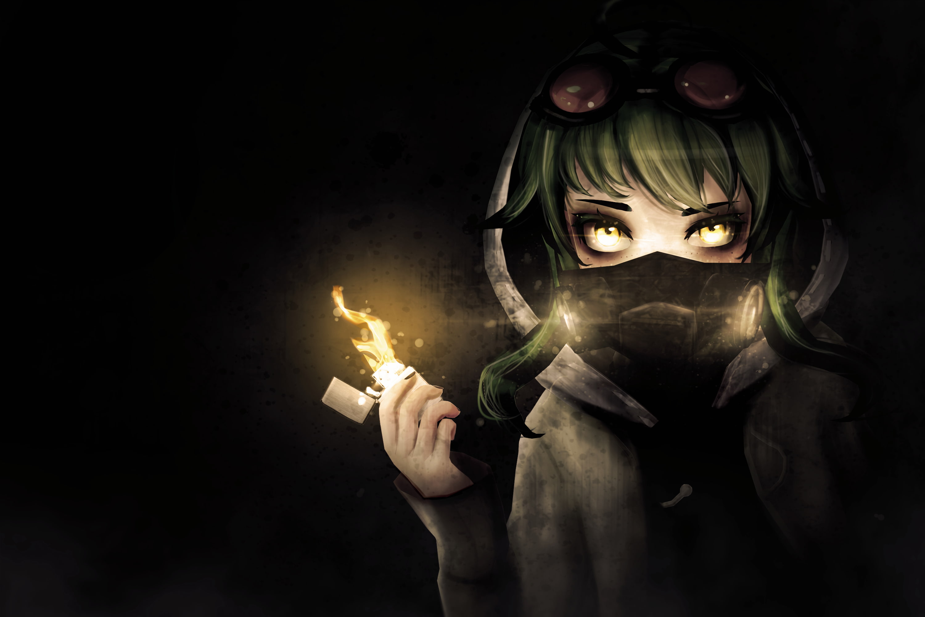 disguise, looking at camera, black background, hoodie, mystery, front view, spooky, fire, mask, 2K, Fantasy, celebration, holding, portrait, sign, adult, HD Wallpaper