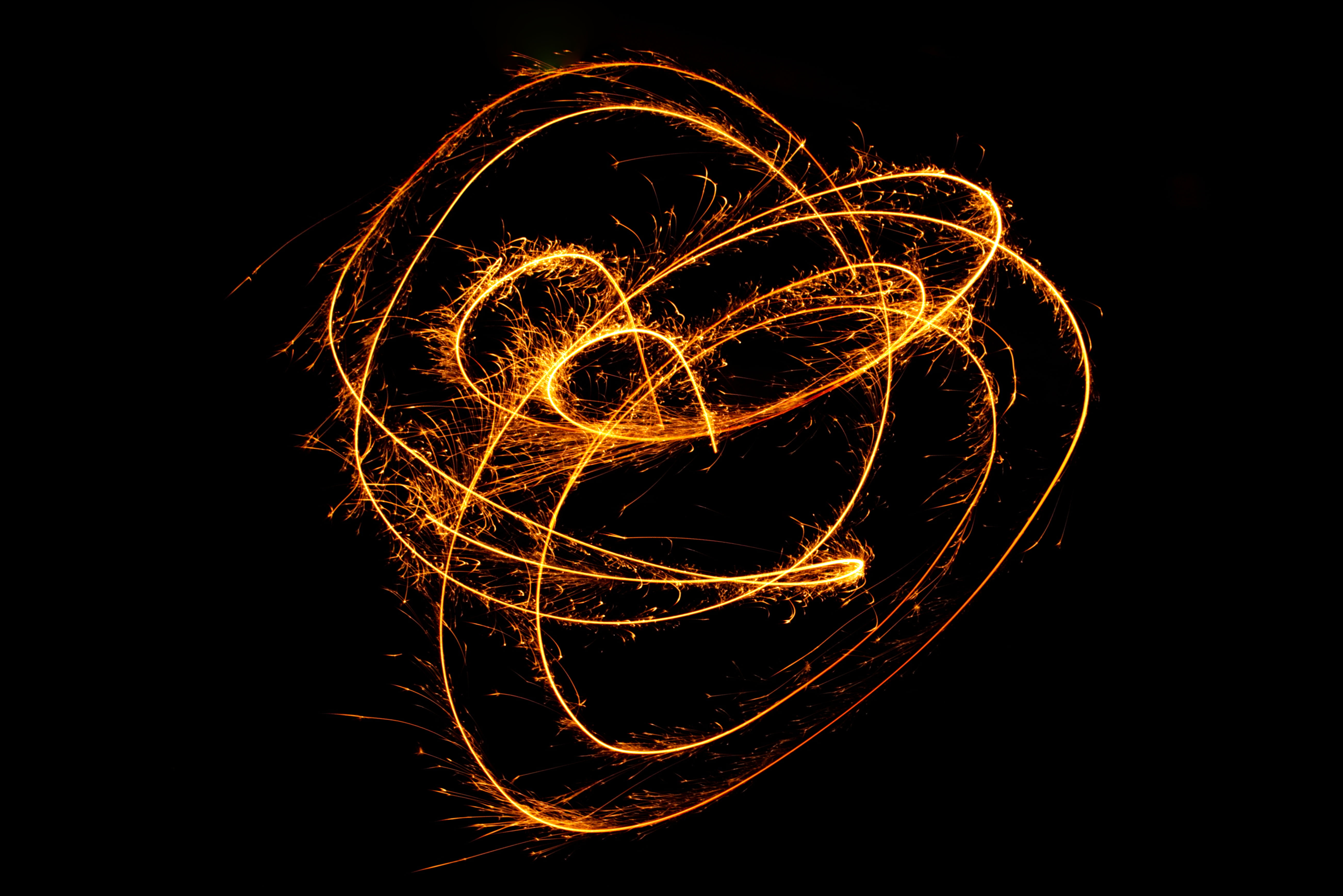 emotion, light painting, 5K, fire, time, shower of sparks, sky, outdoors, black background, motion, light path, burning down, light, anniversary sparkler, HD Wallpaper