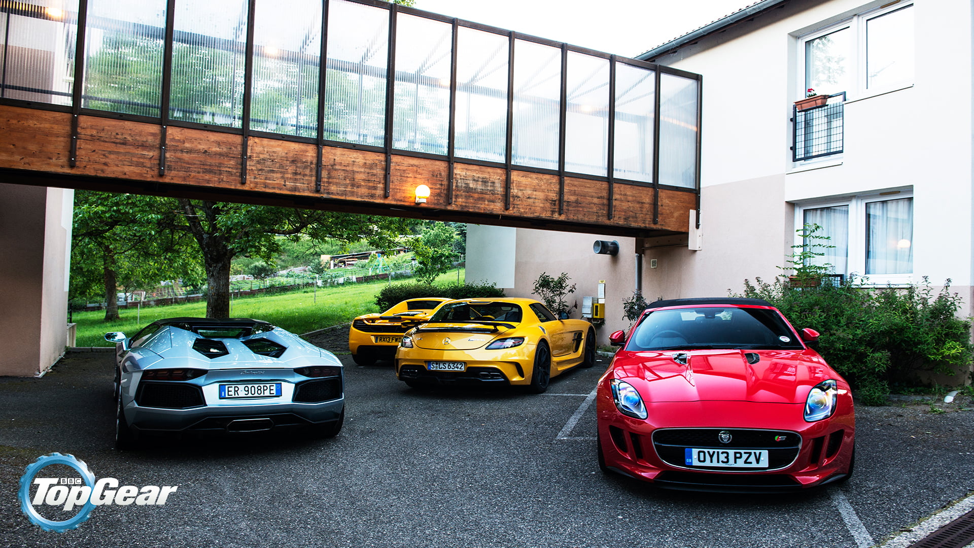 land vehicle, street, Jaguar, transportation, Gear, city, McLaren, MP4-12C, building, nature, vehicles, Aventador, window, day, SLS, built structure, assorted, HD Wallpaper