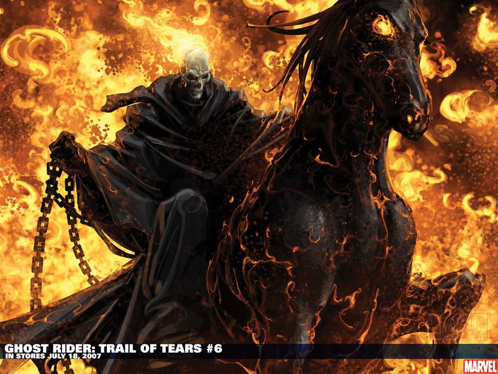 hd, rider, 480P, entertainment, art, Ghost Rider on Horseback, movies, ghost, horseback, HD Wallpaper
